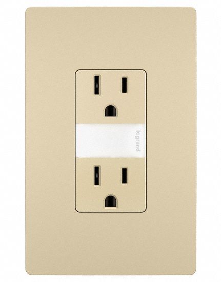 LEGRAND NIGHTLIGHT SWITCH: Duplex, 5-15, Ivory, 125V AC, 15 A, 2 Pole / 3 Wire (MPN NTL885TRICC6)