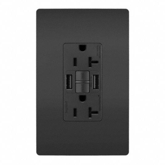 Duplex, 5-20R, USB Receptacle - 409UX7|2097TRUSBAABK - Grainger