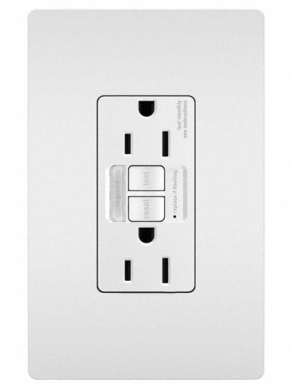 LEGRAND GFCI: Duplex, 5-15, White, GFCI, 125V AC, 15 A, 2 Pole / 3 Wire (MPN 1597NTLTRWCCD4)
