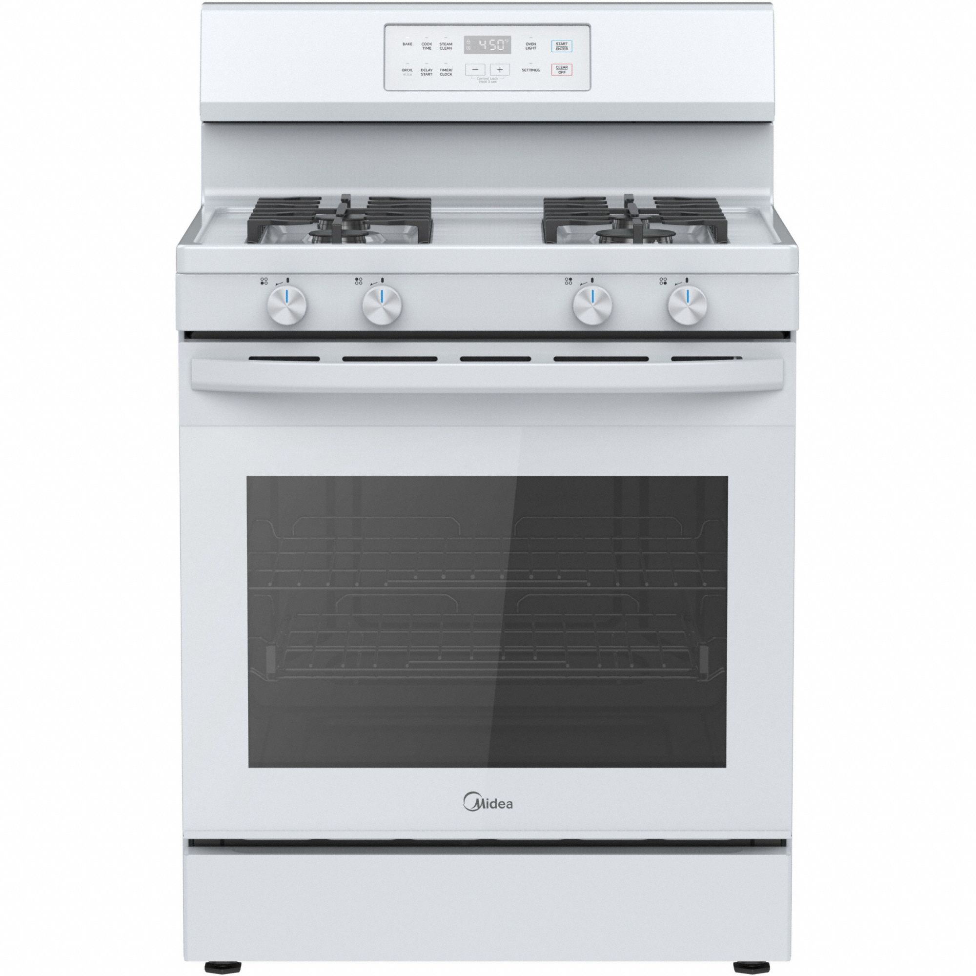 Oven Range: White, Natural Gas, 4 Burners
