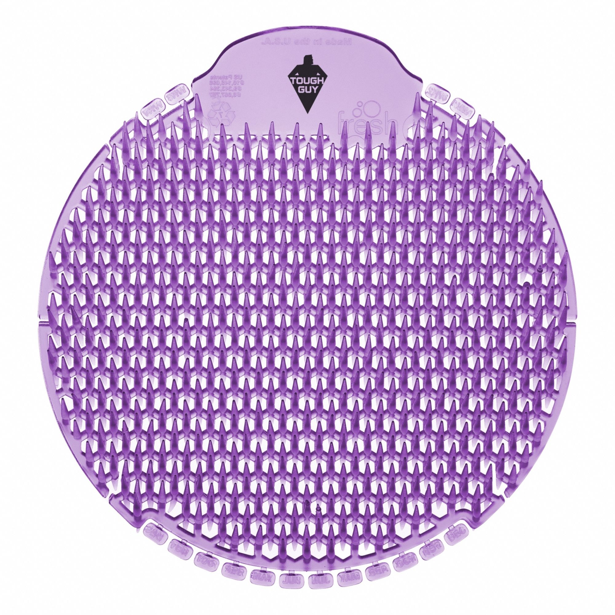 Urinal Screen: Non-Para, Round, 2 lb Container Size, Purple, Lavender, Slant7, 10 PK