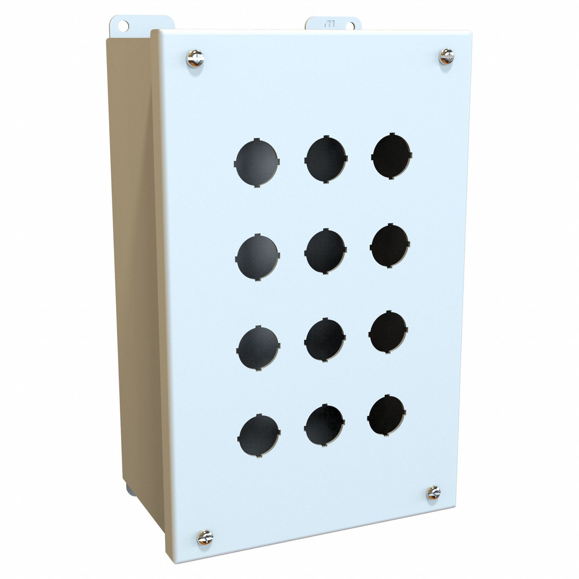 Push Button Enclosure: 22mm, 12 Holes, Carbon Steel, NEMA 12/13