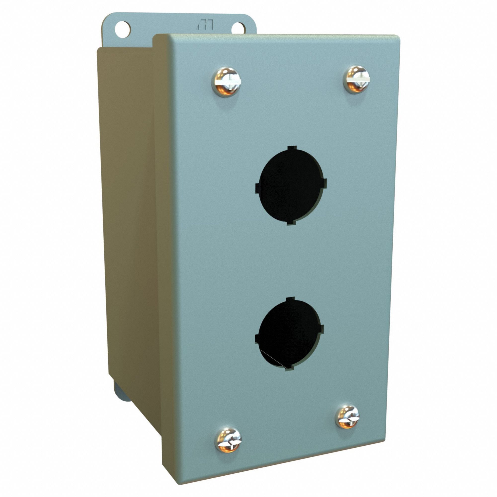 Push Button Enclosure: 22mm, 2 Holes, Carbon Steel, NEMA 12/13