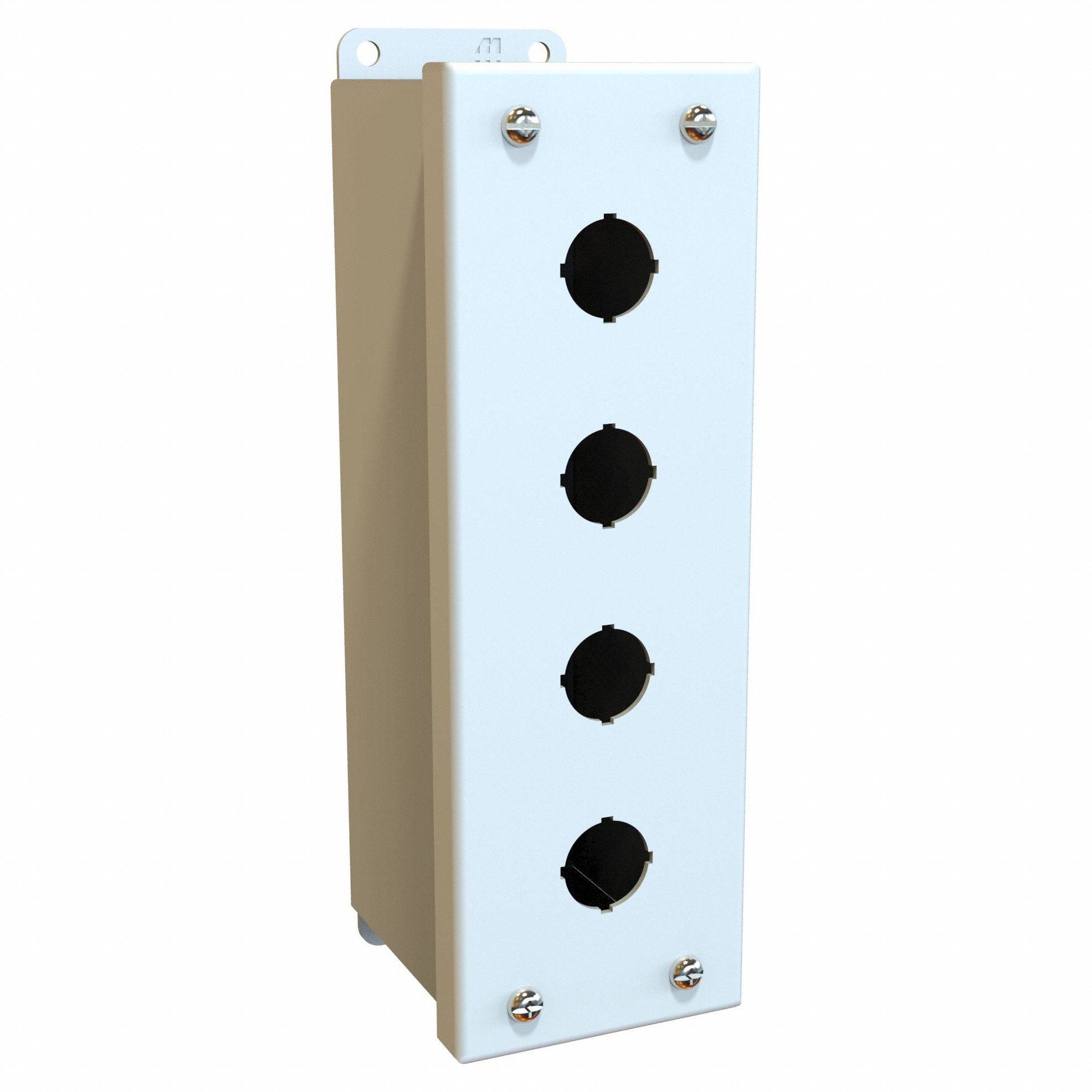 Push Button Enclosure: 22mm, 4 Holes, Carbon Steel, NEMA 12/13