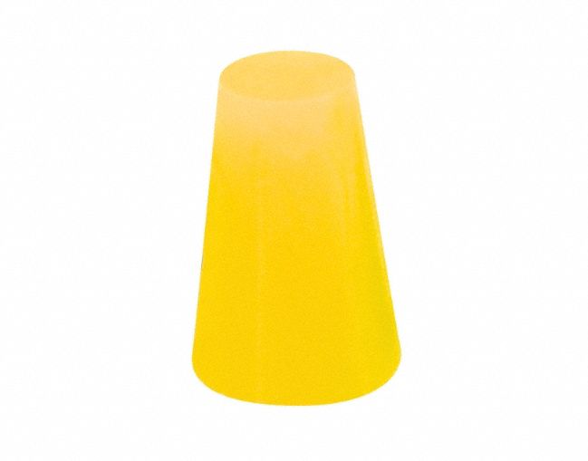 Tapered Plugs: Silicone, For 0.125 in to 0.25 in Hole, Yellow, 0.25 in Plug Dia at Top, 40 PK