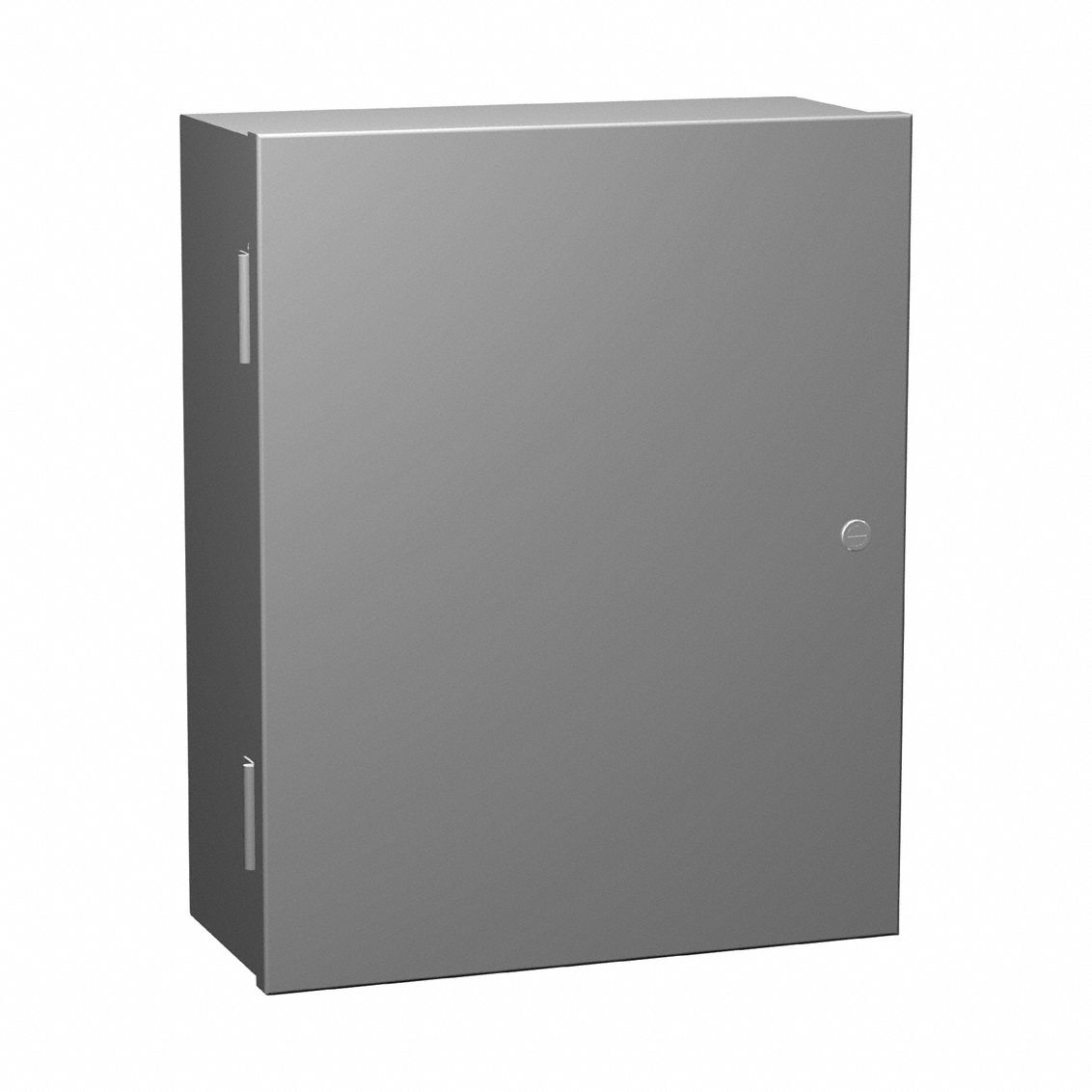 Enclosure: Steel, 16 in x 12 in x 7 in, NEMA 1, Solid Cover, Hinged, Painted