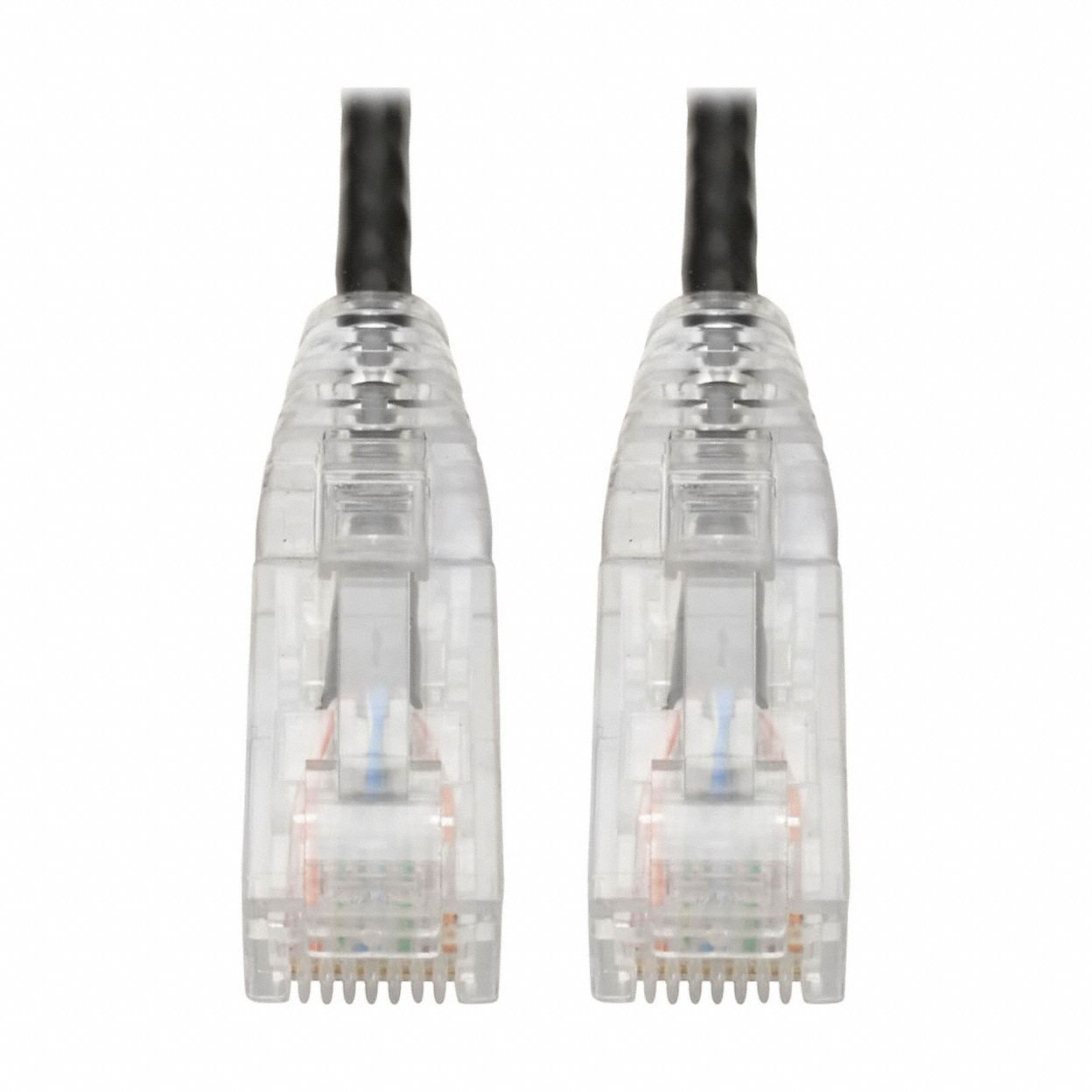 Ethernet Cable: Unshielded, Cat 6, 0.7 ft Overall Lg, PVC, Round, 28 AWG, Black, CM