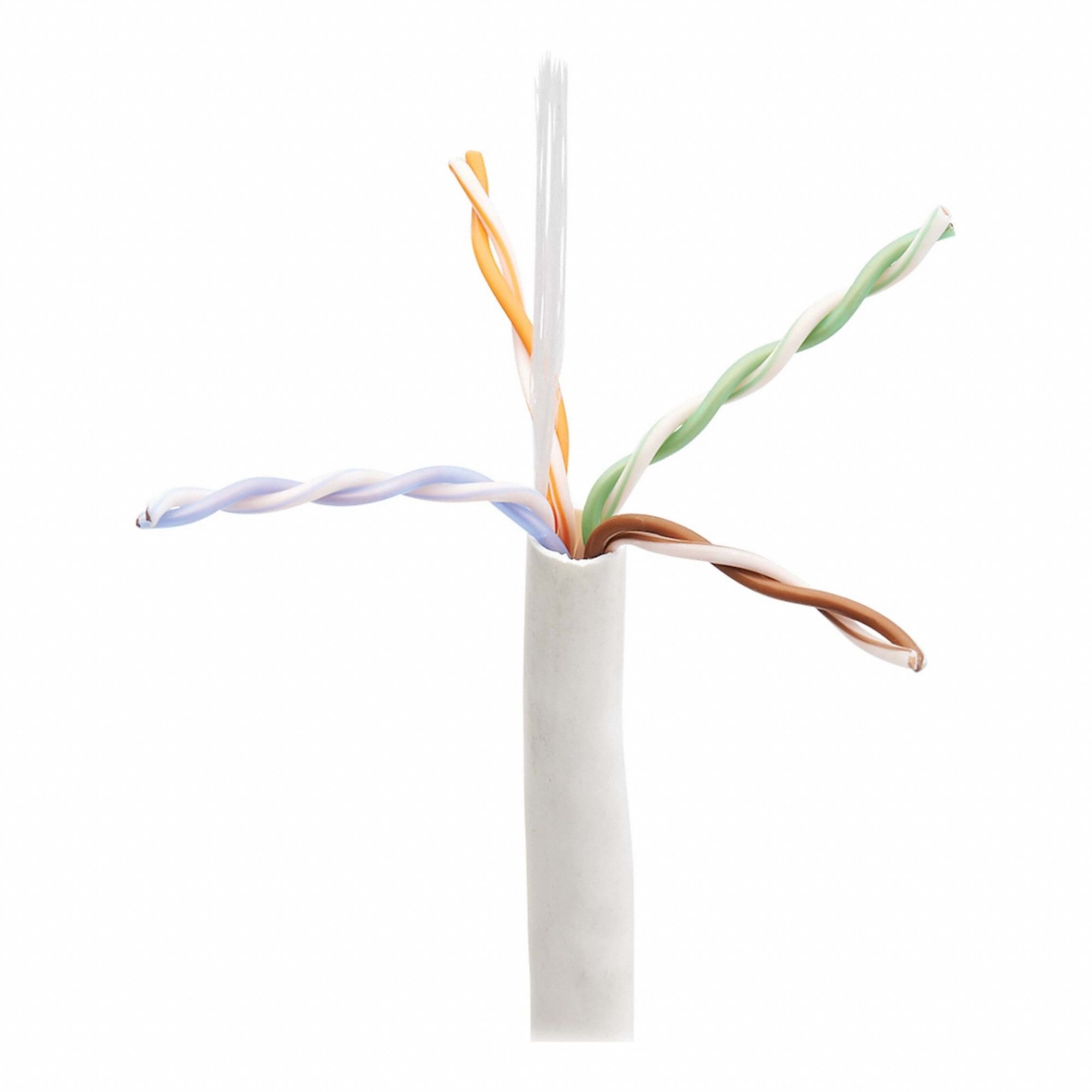 Bulk Ethernet Cable: 1, 000 ft Cable Lg, 23 AWG, Plenum, White, PVC, N224-01K-WH-LP5