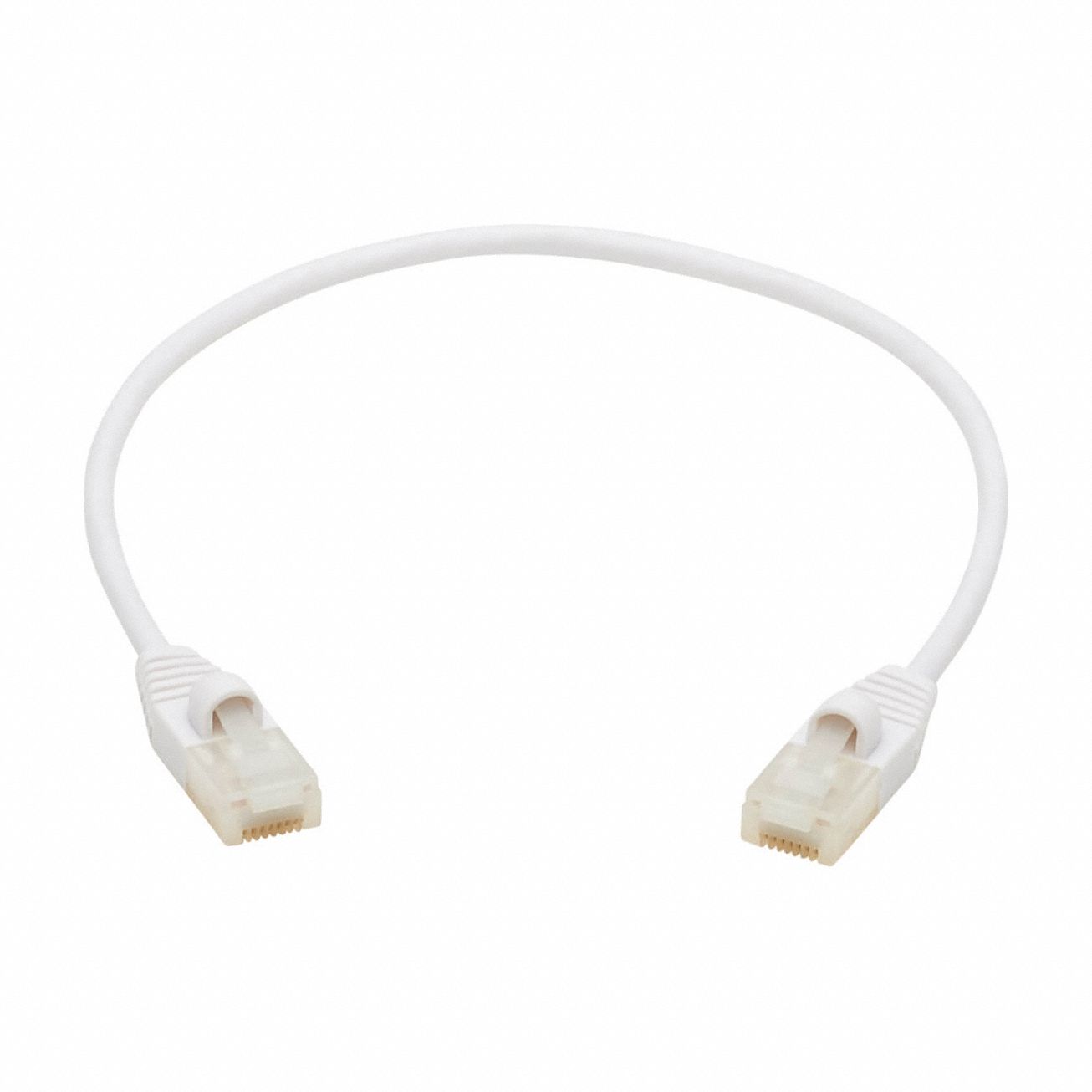 Ethernet Cable: Unshielded, Cat 6A, 1 ft Overall Lg, PVC, Round, 28 AWG, White