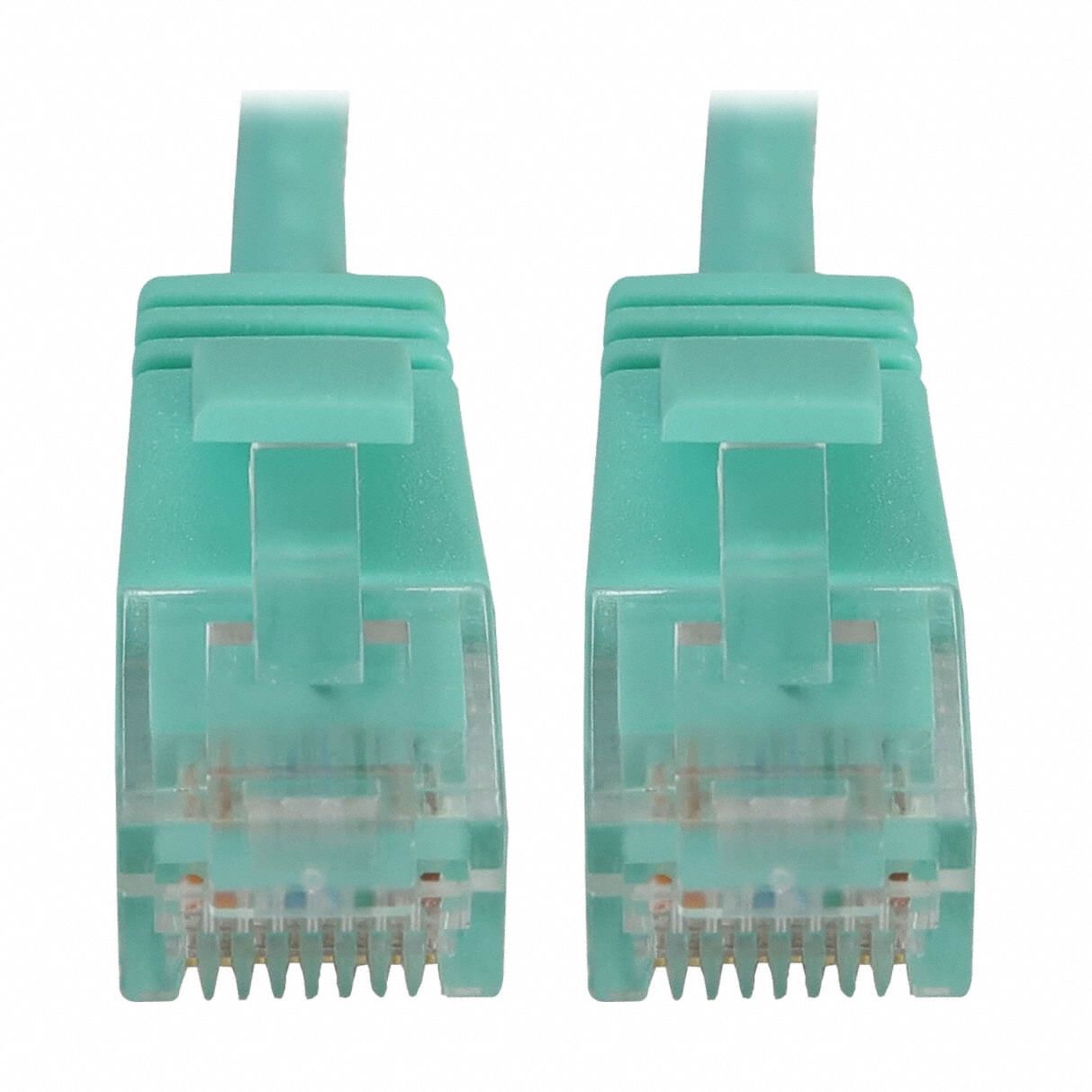 Ethernet Cable: Unshielded, Cat 6A, 1 ft Overall Lg, PVC, Round, 28 AWG, Aqua, CM