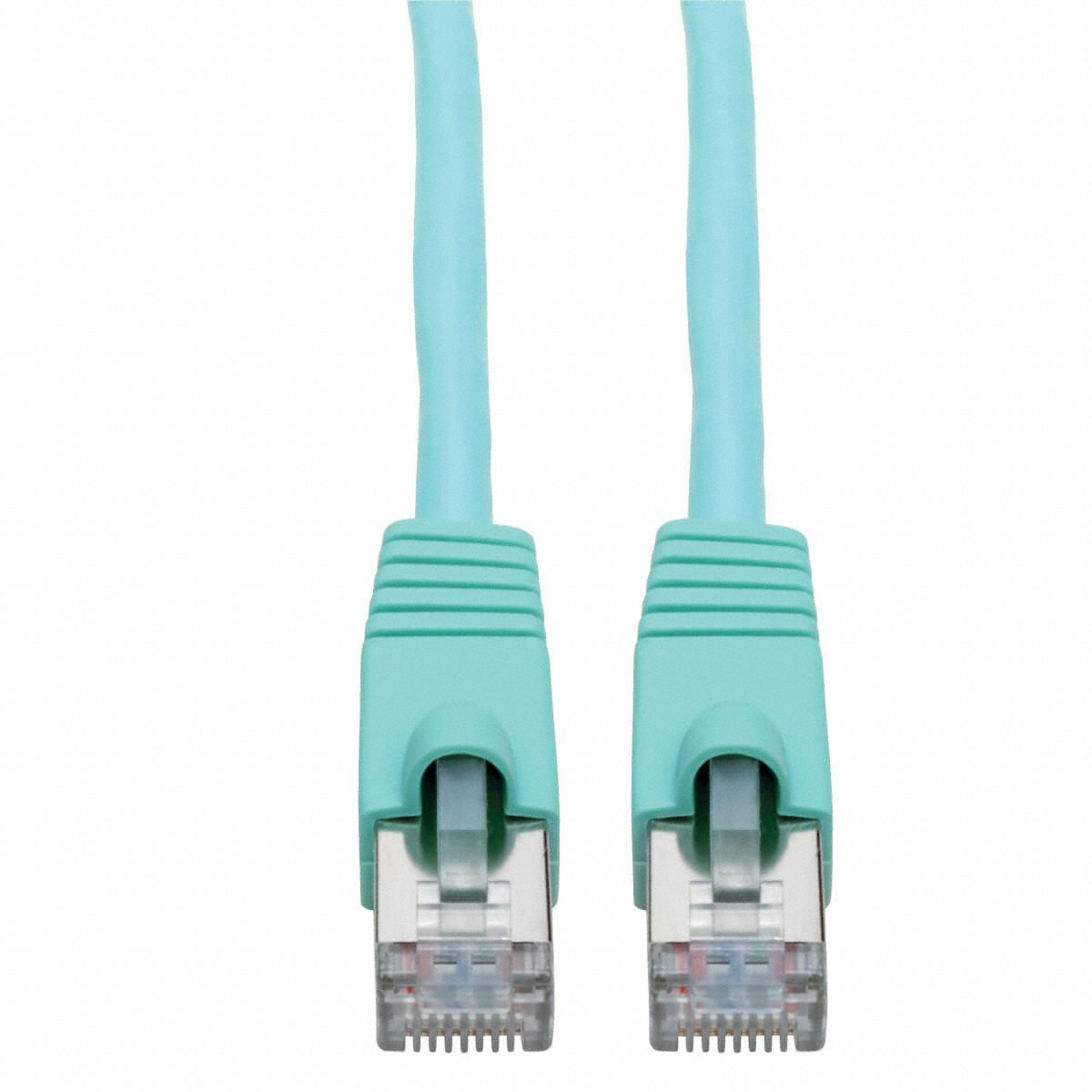 Ethernet Cable: Shielded, Cat 6A, 3 ft Overall Lg, PVC, Round, 26 AWG, Aqua, CM
