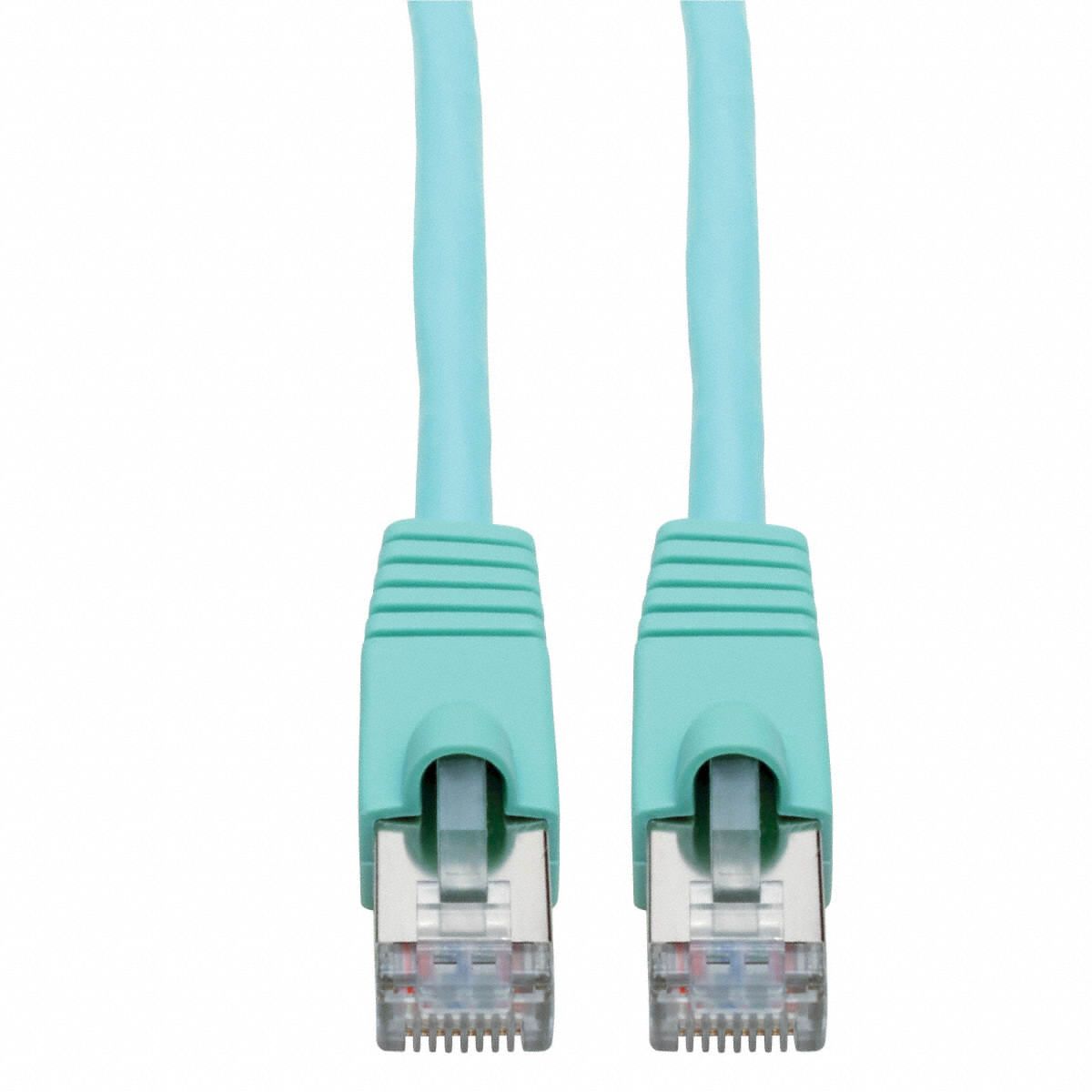 Ethernet Cable: Shielded, Cat 6A, 5 ft Overall Lg, PVC, Round, 26 AWG, Aqua, CM