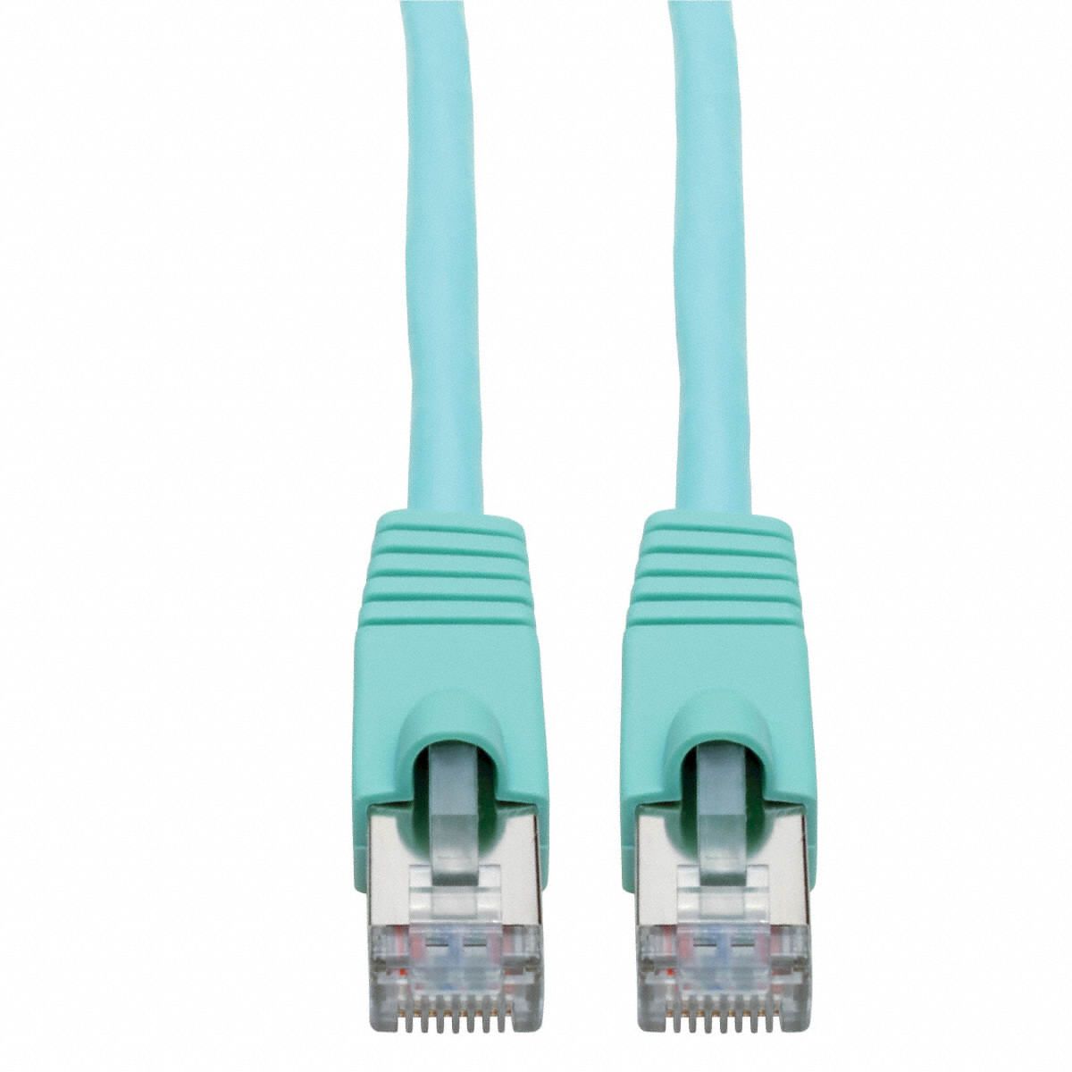 Ethernet Cable: Shielded, Cat 6A, 10 ft Overall Lg, PVC, Round, 26 AWG, Aqua, CM