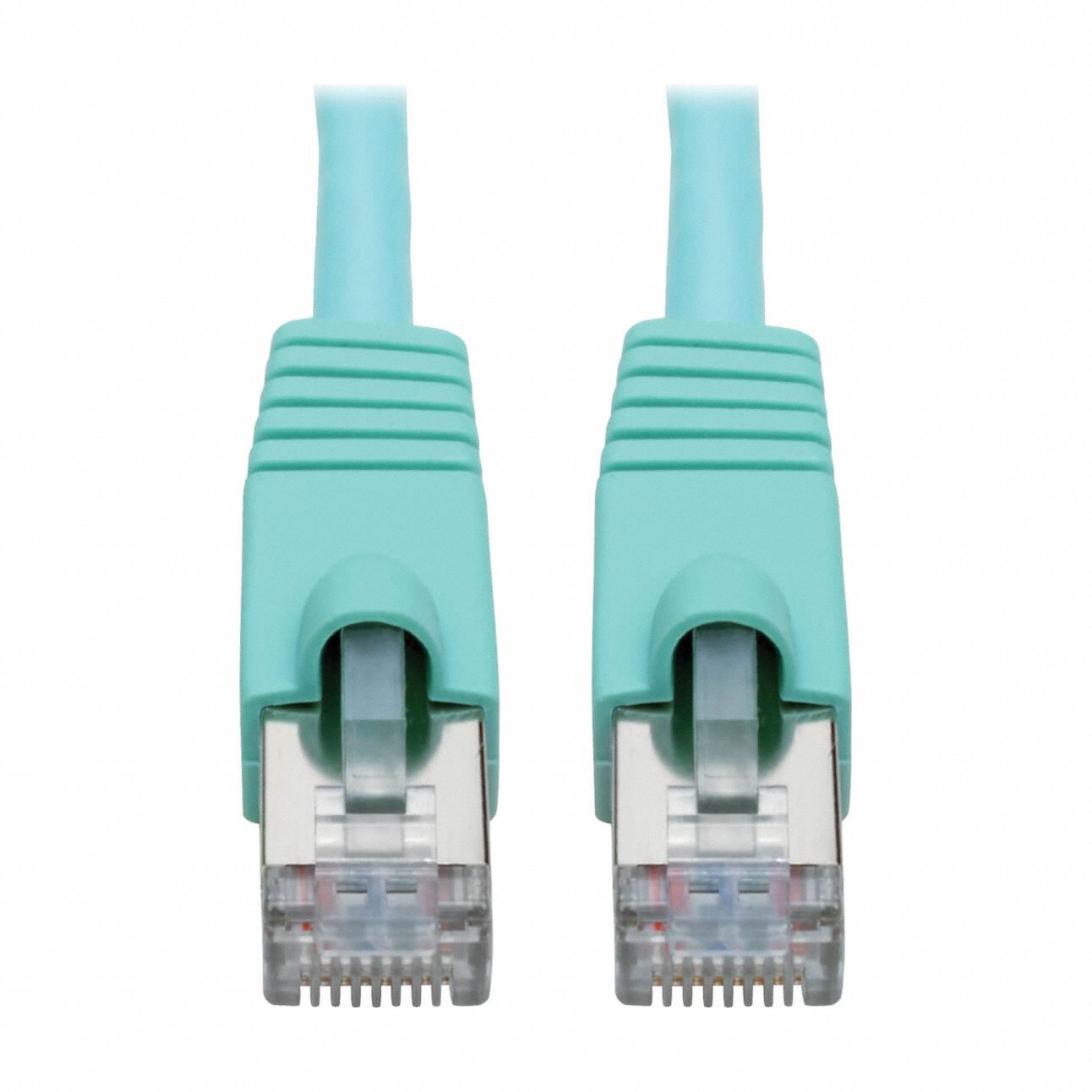Ethernet Cable: Shielded, Cat 6A, 12 ft Overall Lg, PVC, Round, 26 AWG, Aqua, CM