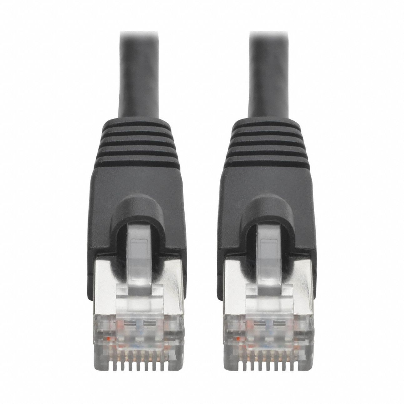 Ethernet Cable: Shielded, Cat 6A, 12 ft Overall Lg, PVC, Round, 26 AWG, Black, CM