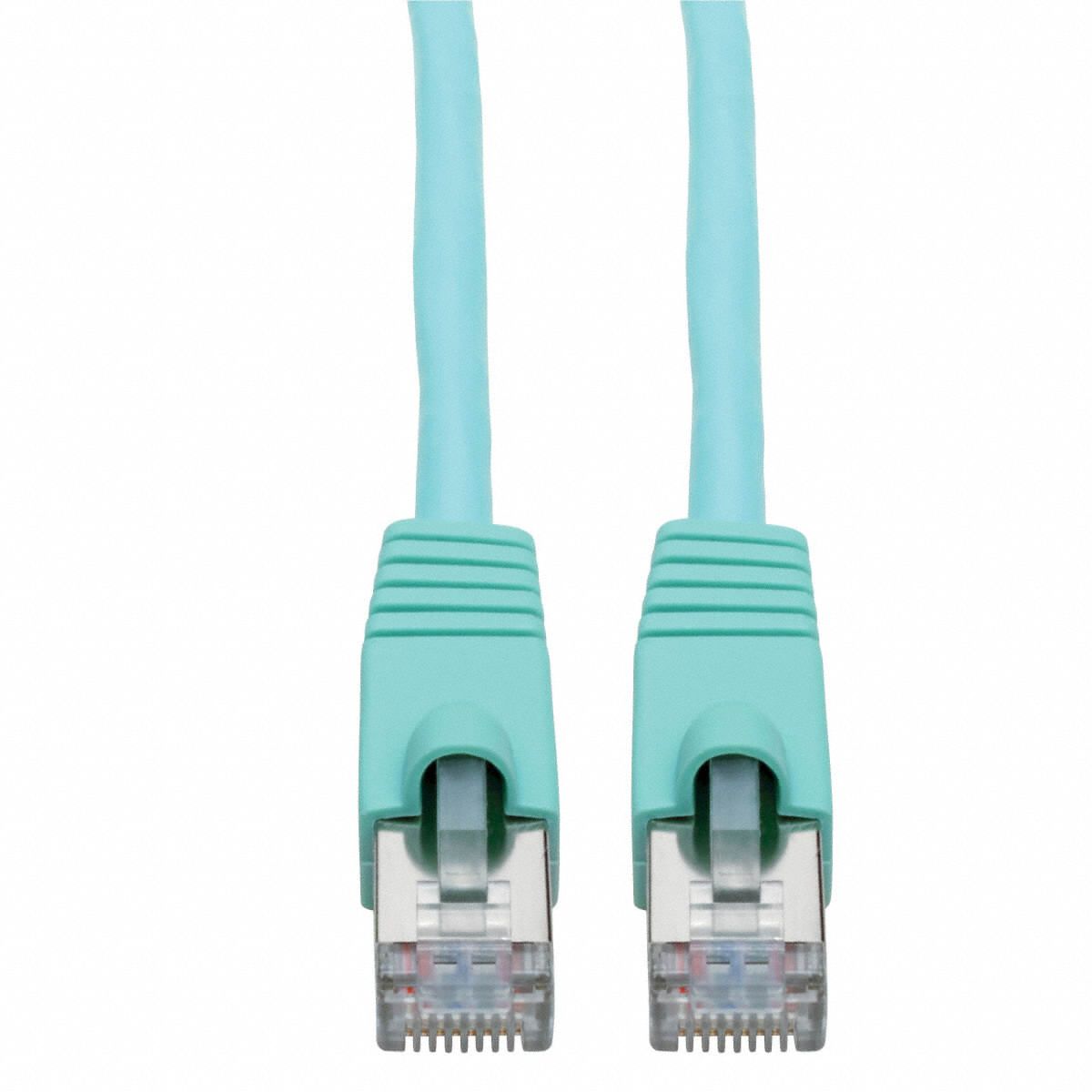 Ethernet Cable: Shielded, Cat 6A, 20 ft Overall Lg, PVC, Round, 26 AWG, Aqua, CM