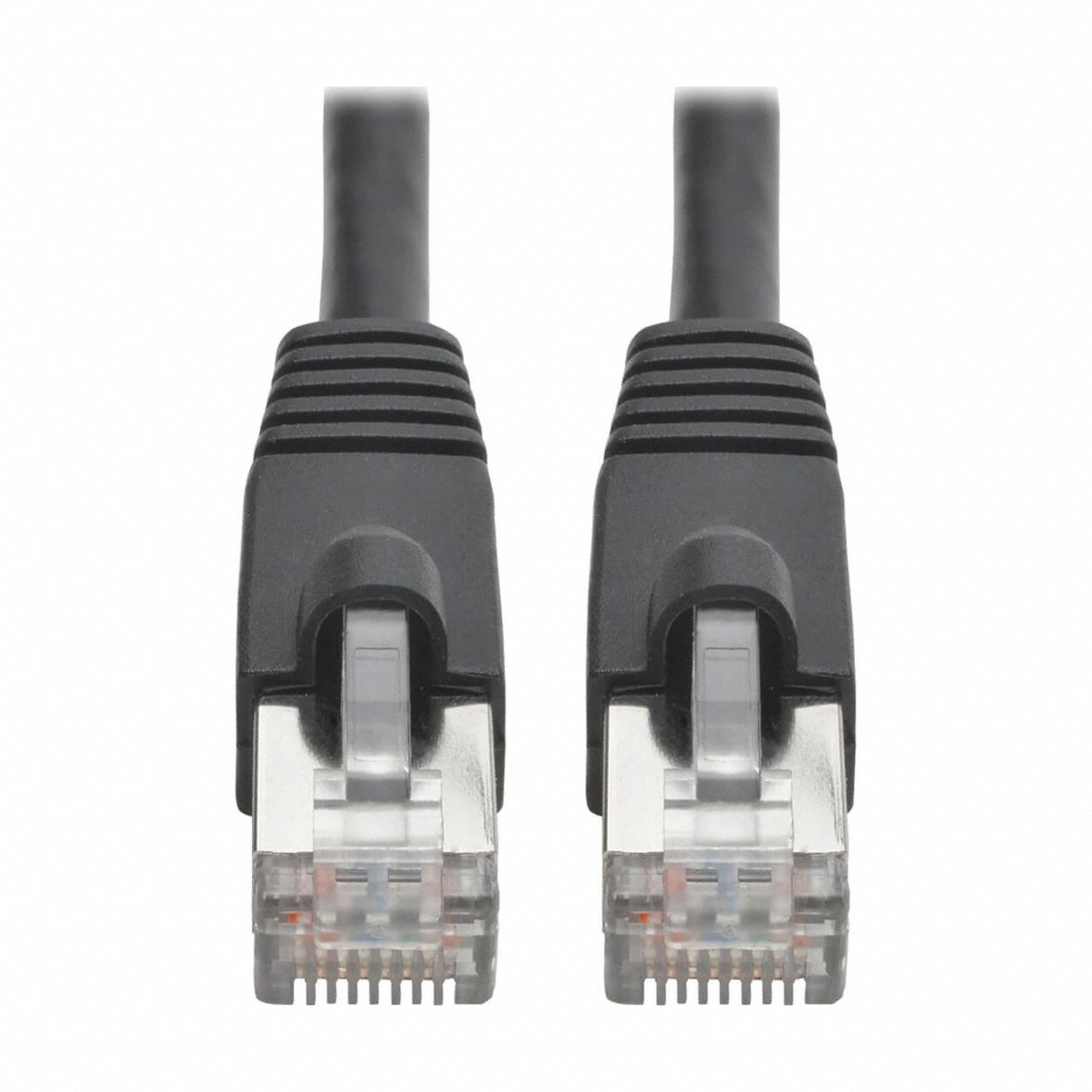 Ethernet Cable: Shielded, Cat 6A, 30 ft Overall Lg, PVC, Round, 26 AWG, Black, CM