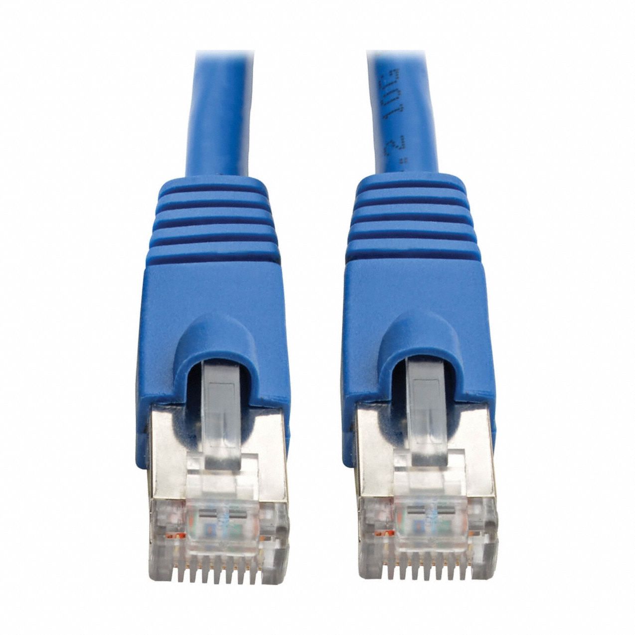 Ethernet Cable: Shielded, Cat 6A, 30 ft Overall Lg, PVC, Round, 26 AWG, Blue, CM