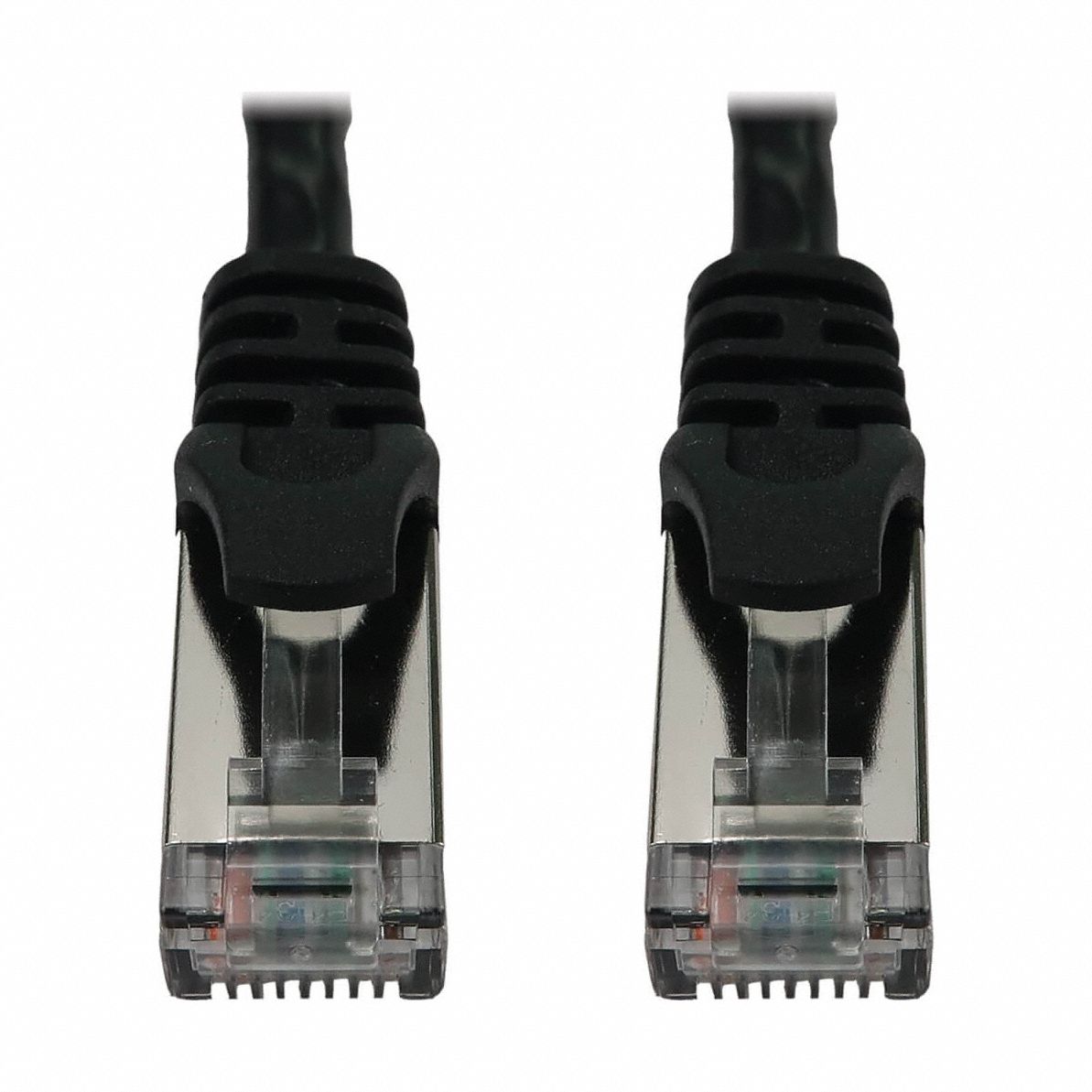 Ethernet Cable: Shielded, Cat 6A, 1 ft Overall Lg, PVC, Round, 28 AWG, Black, CM