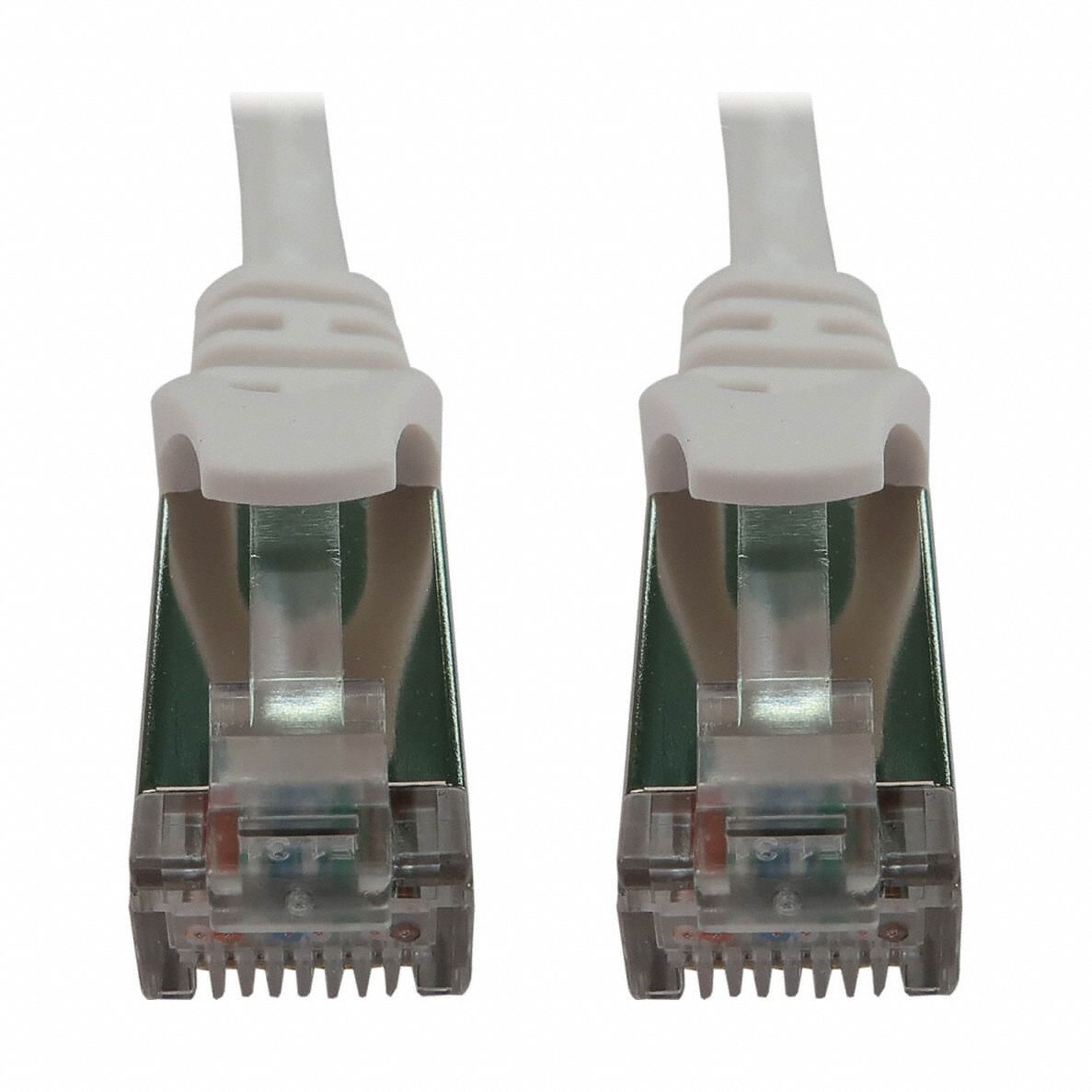 Ethernet Cable: Shielded, Cat 6A, 1 ft Overall Lg, PVC, Round, 28 AWG, White, CM