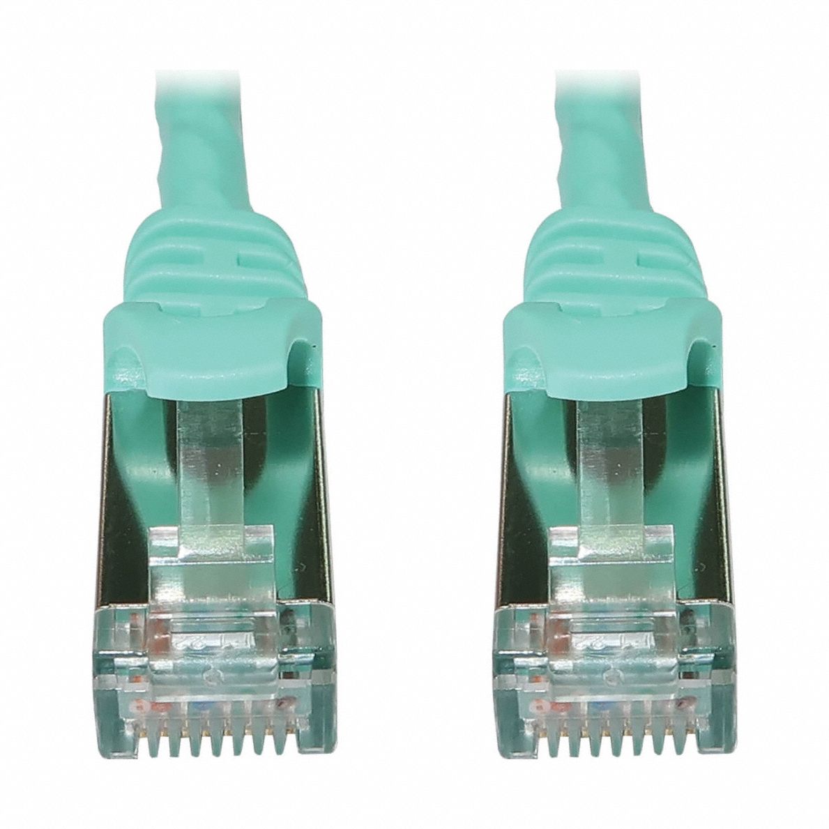 Ethernet Cable: Shielded, Cat 6A, 3 ft Overall Lg, PVC, Round, 28 AWG, Aqua, CM