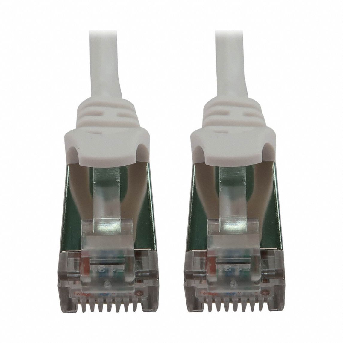 Ethernet Cable: Shielded, Cat 6A, 15 ft Overall Lg, PVC, Round, 28 AWG, White, CM