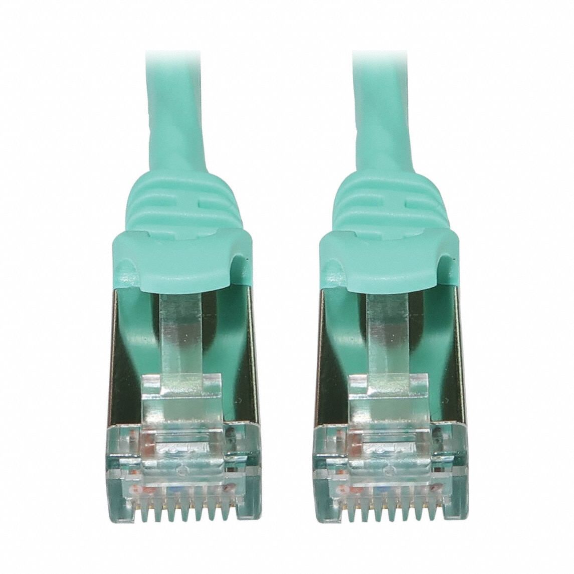Ethernet Cable: Shielded, Cat 6A, 10 ft Overall Lg, PVC, Round, 28 AWG, Aqua, CM