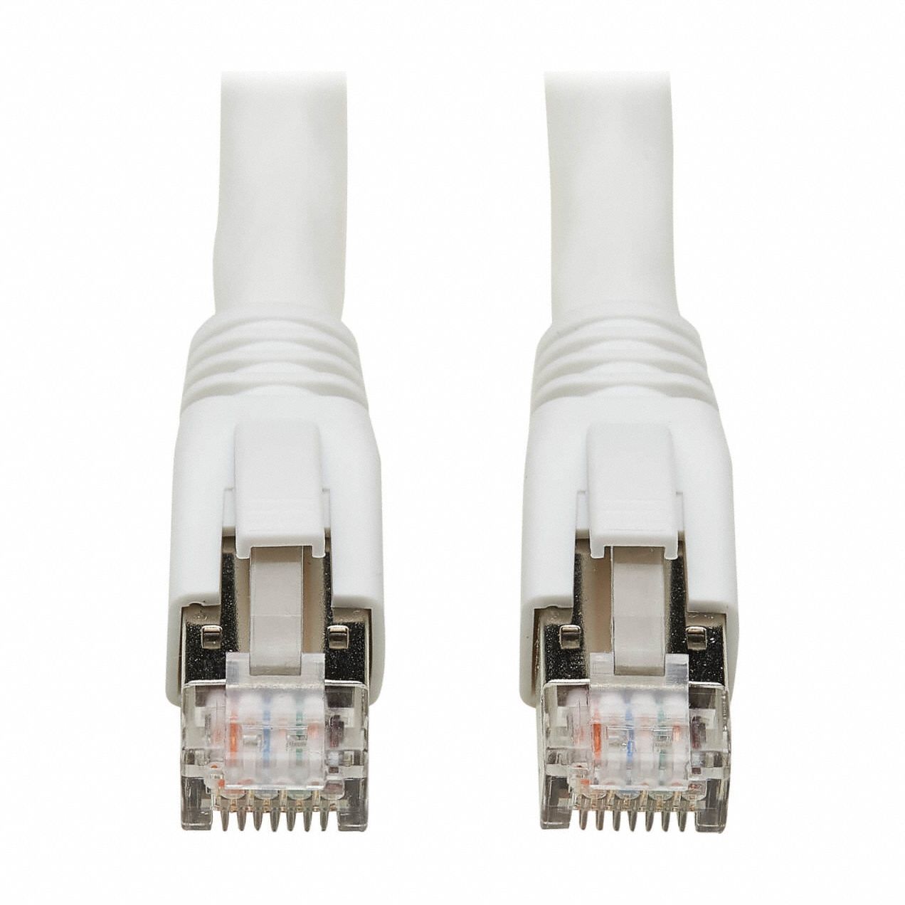 Ethernet Cable: Shielded, Cat 8, 30 ft Overall Lg, PVC, Round, 22 AWG, White, CM