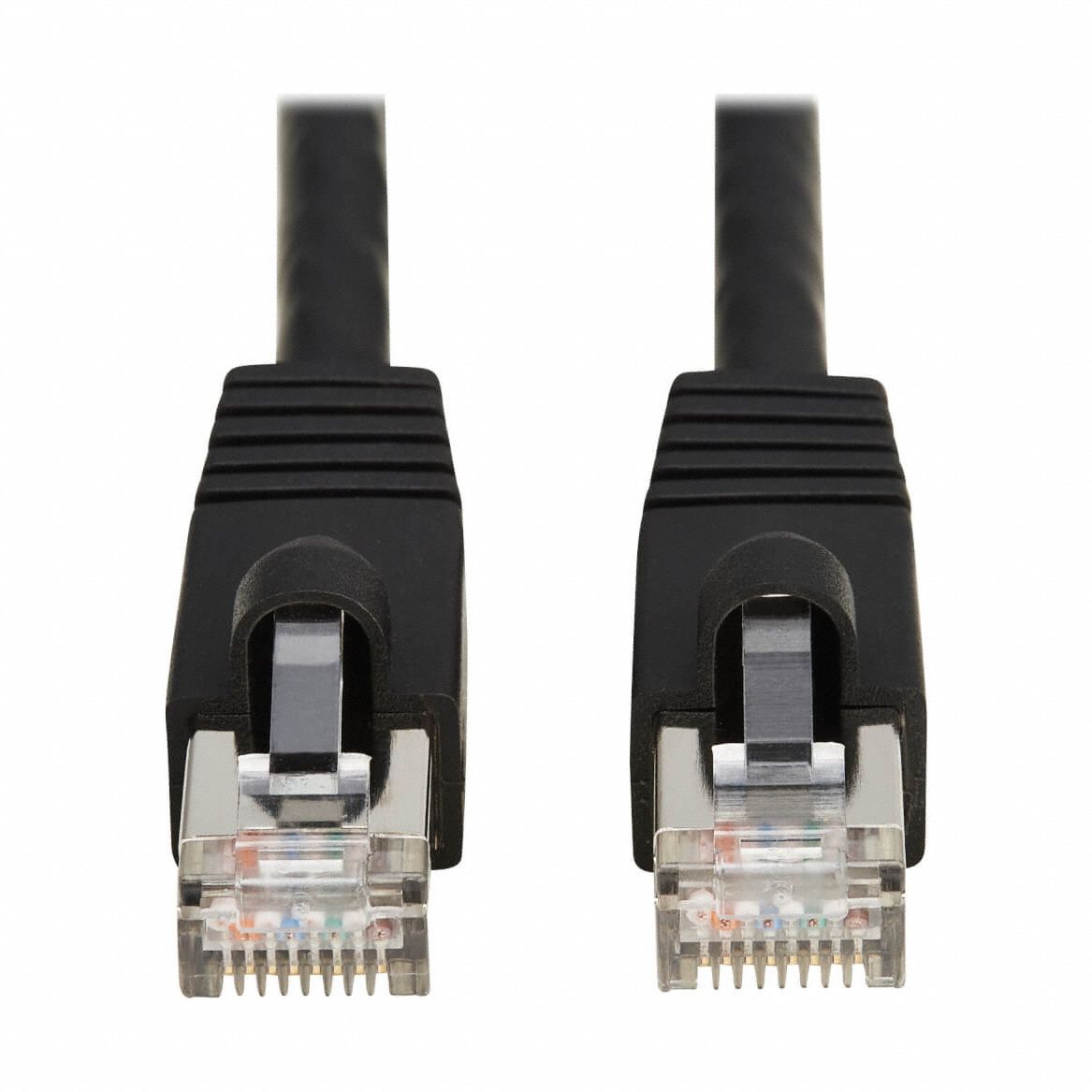 Ethernet Cable: Shielded, Cat 8, 1 ft Overall Lg, PVC, Round, 26 AWG, Black, CM