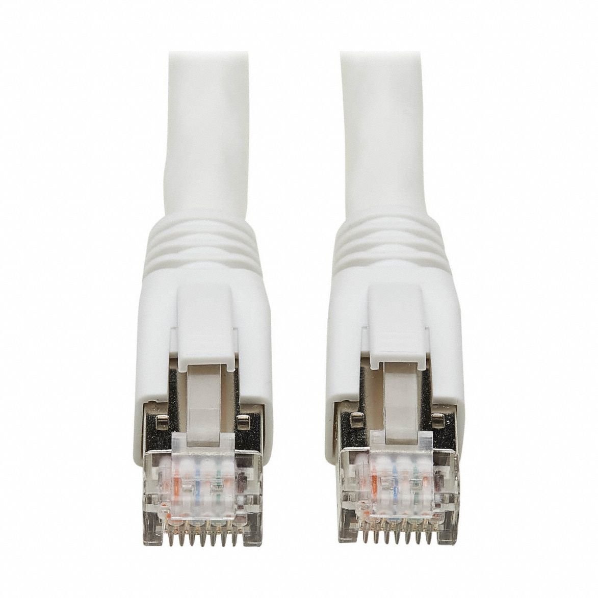 Ethernet Cable: Shielded, Cat 8, 10 ft Overall Lg, PVC, Round, 26 AWG, White, CM