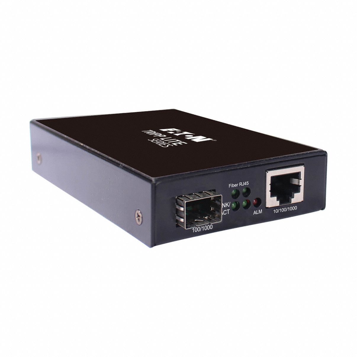 EATON TRIPP LITE Fiber to Ethernet Media Converter: DIN Rail, 2 Ports, RJ45/SFP (MPN N785-H01-SFP). Key specifications — Port Type: SFP; Mode Type: Multimode; Manufacturer Part Number: N785-H01-SFP; Brand: EATON TRIPP LITE; Features: LEDs Indicate Installation Performance and Diagnostic Functions; Product Type: Fiber to Ethernet Media Converter; Maximum Input Voltage: 240V AC; Mounting Location: DIN Rail.