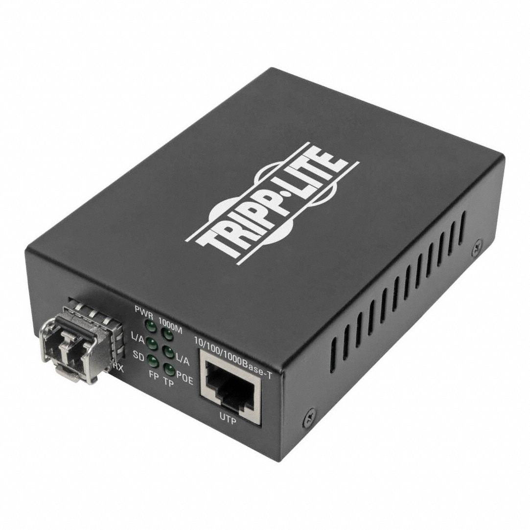Fiber to Ethernet Media Converter: Ceiling, 2 Ports, RJ45/SFP, Multimode/Singlemode