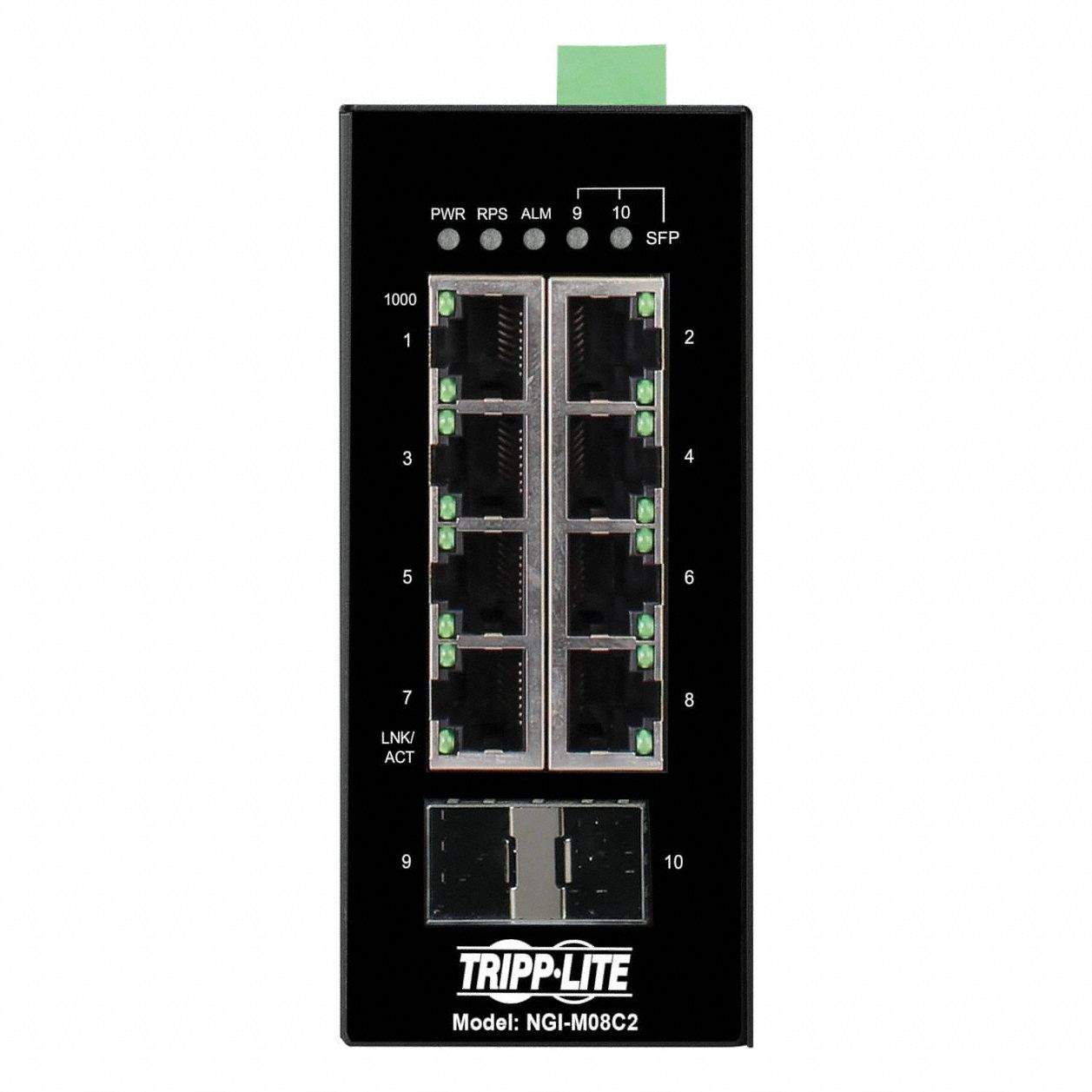 Ethernet Switch: Managed, DIN Rail, 8 Ports, RJ45, 10/100/1000 Mbps, IP30