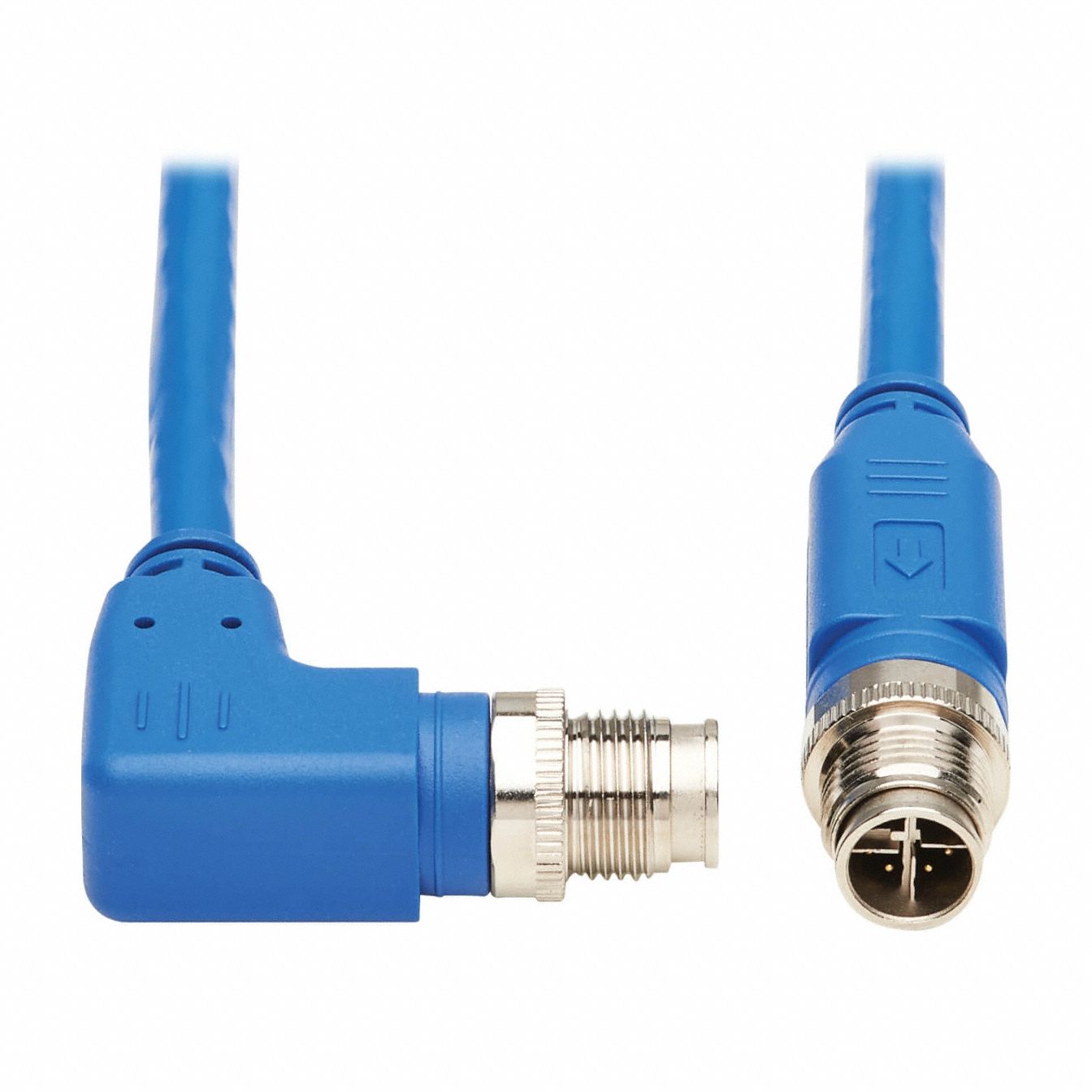 Ethernet Cable: 16.4 ft Lg, X Coding, M12 Male Right Angle x M12 Male Straight, PVC