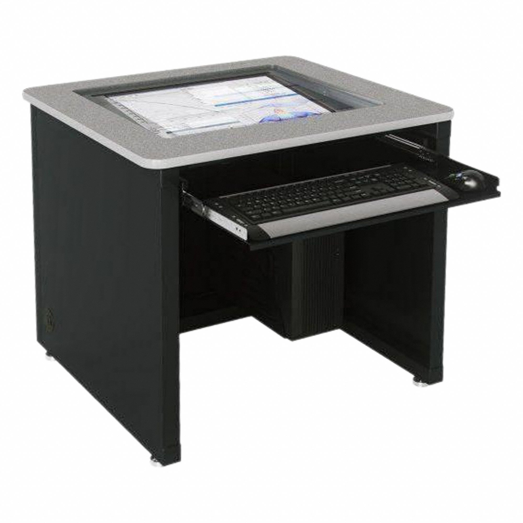 Computer Desk: Wood, Gray Matrix, 0 Drawers, 36 in Overall Wd, 31 in Overall Ht