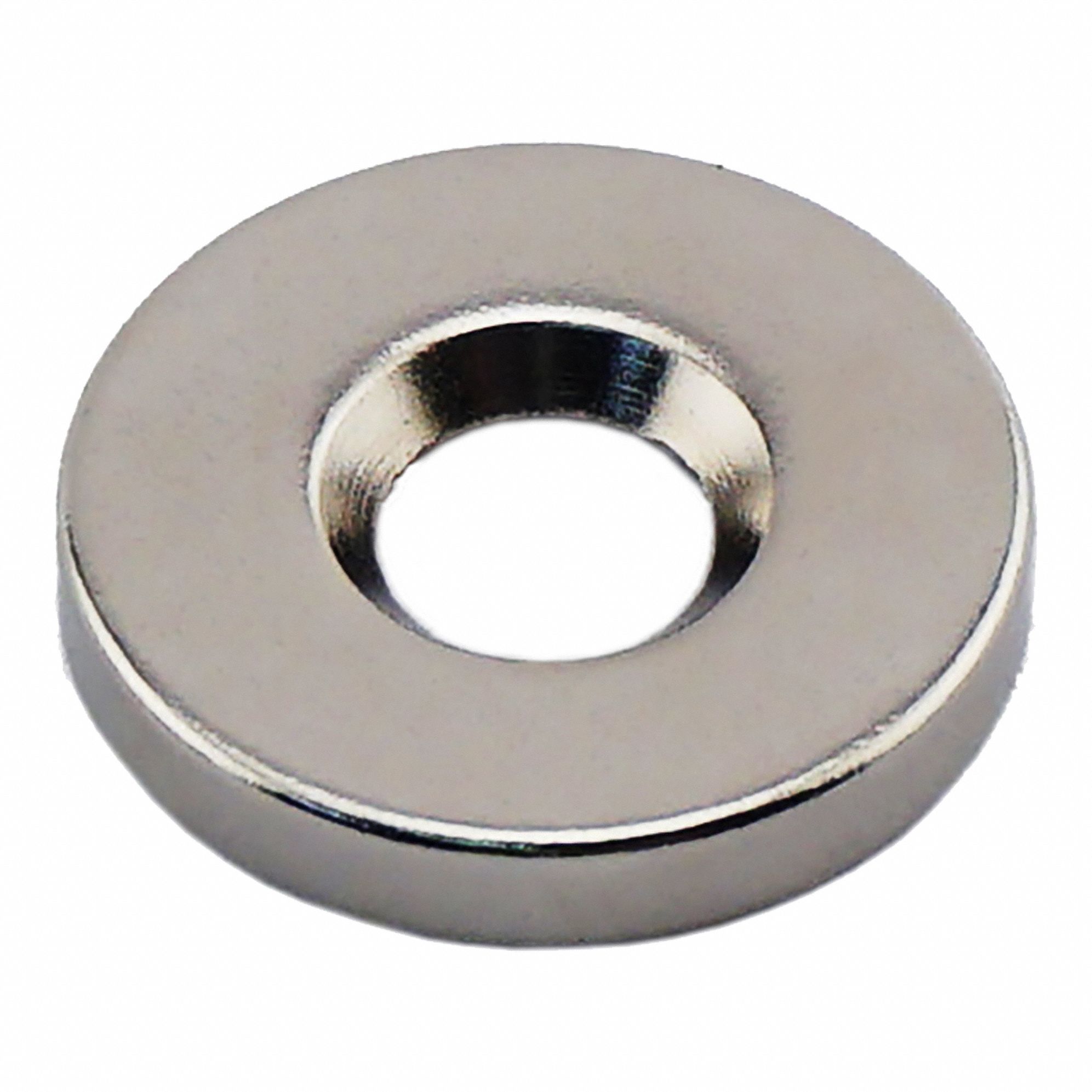 Rare Earth Magnet: Neodymium, 1/2 in Outside Dia, 0.125 in Thick, Ring Magnet, 45