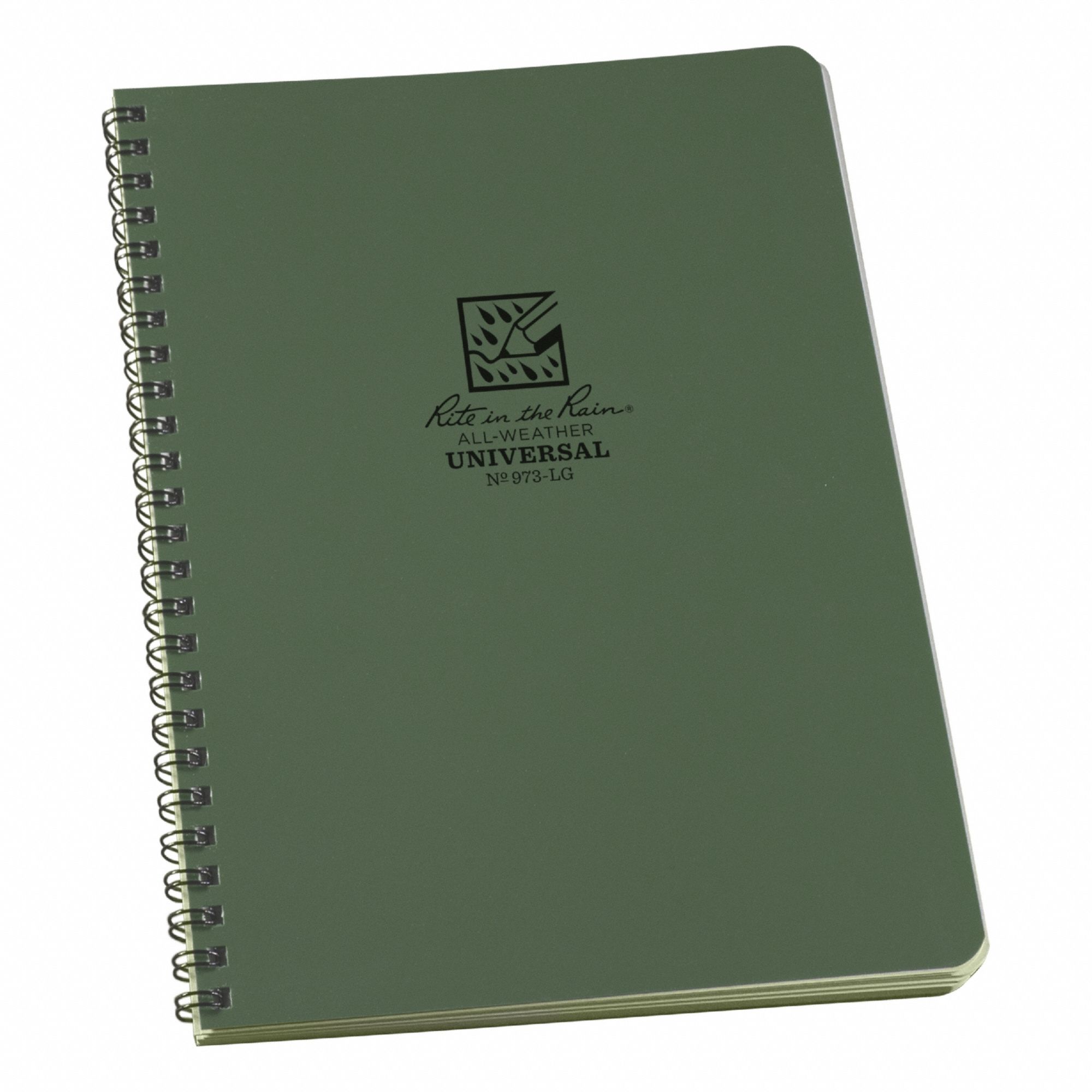 Notebook: 6 5/8 x 8 1/2 in Sheet Size, Green, Polydura, Green, Universal, Polydura
