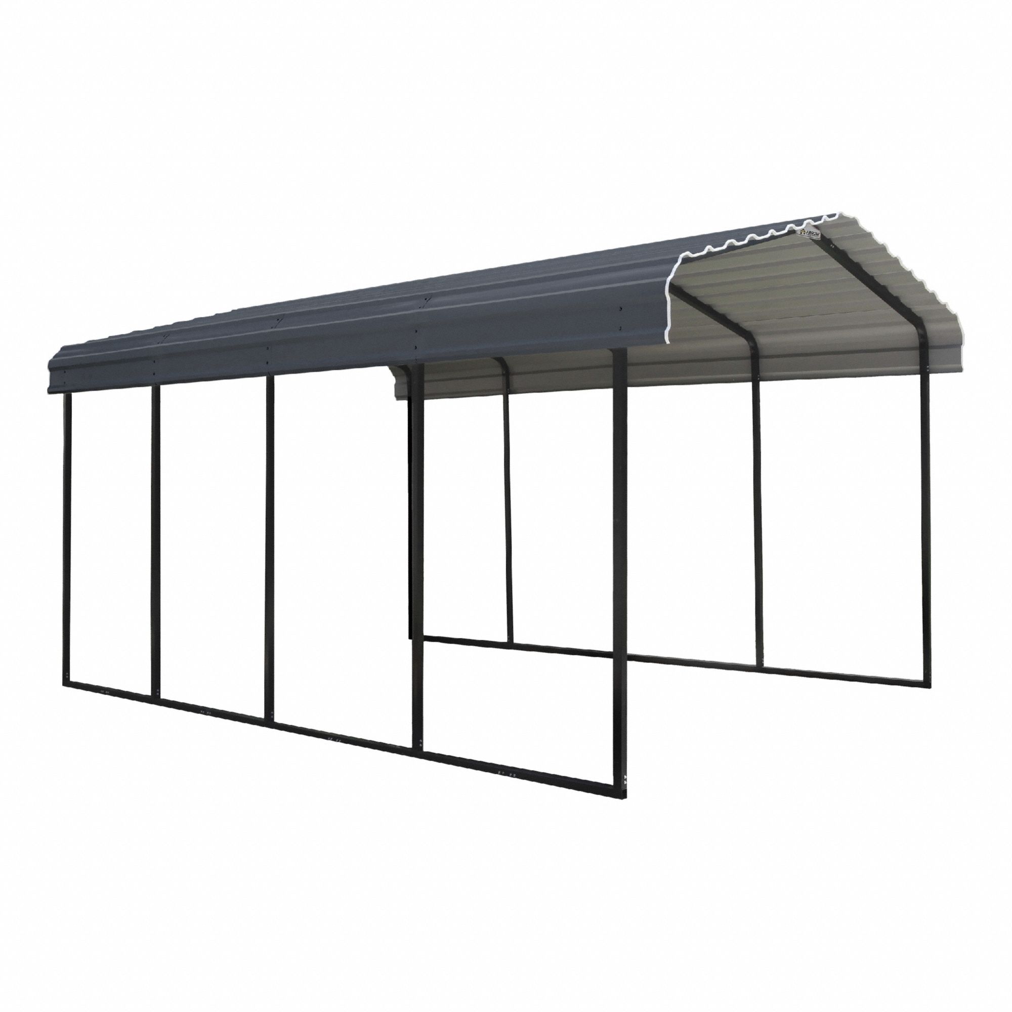 Carport: 20 ft Overall Lg, 12 ft Overall Wd, 9 ft Overall Ht, Powder Coated, Galvanized Steel