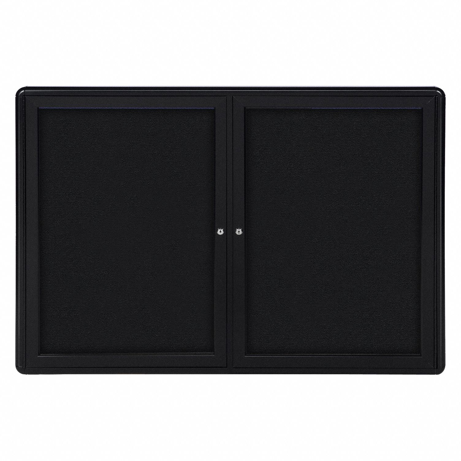 Enclosed Bulletin Board: Swing Door, Aluminum, 33 3/4 in Overall Ht, 46 7/8 in Overall Wd