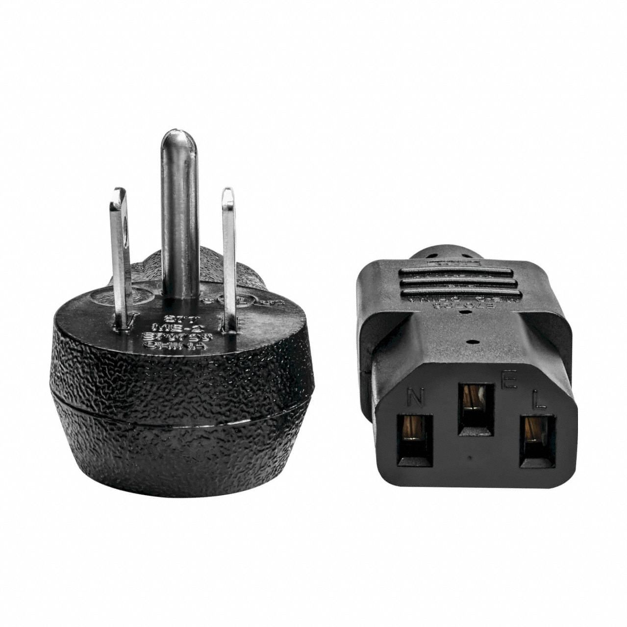 Power Cord: 10 ft Lg, NEMA 5-15P to C13 - 10A Plug, SJT, 10 A Max. Amps, 125V