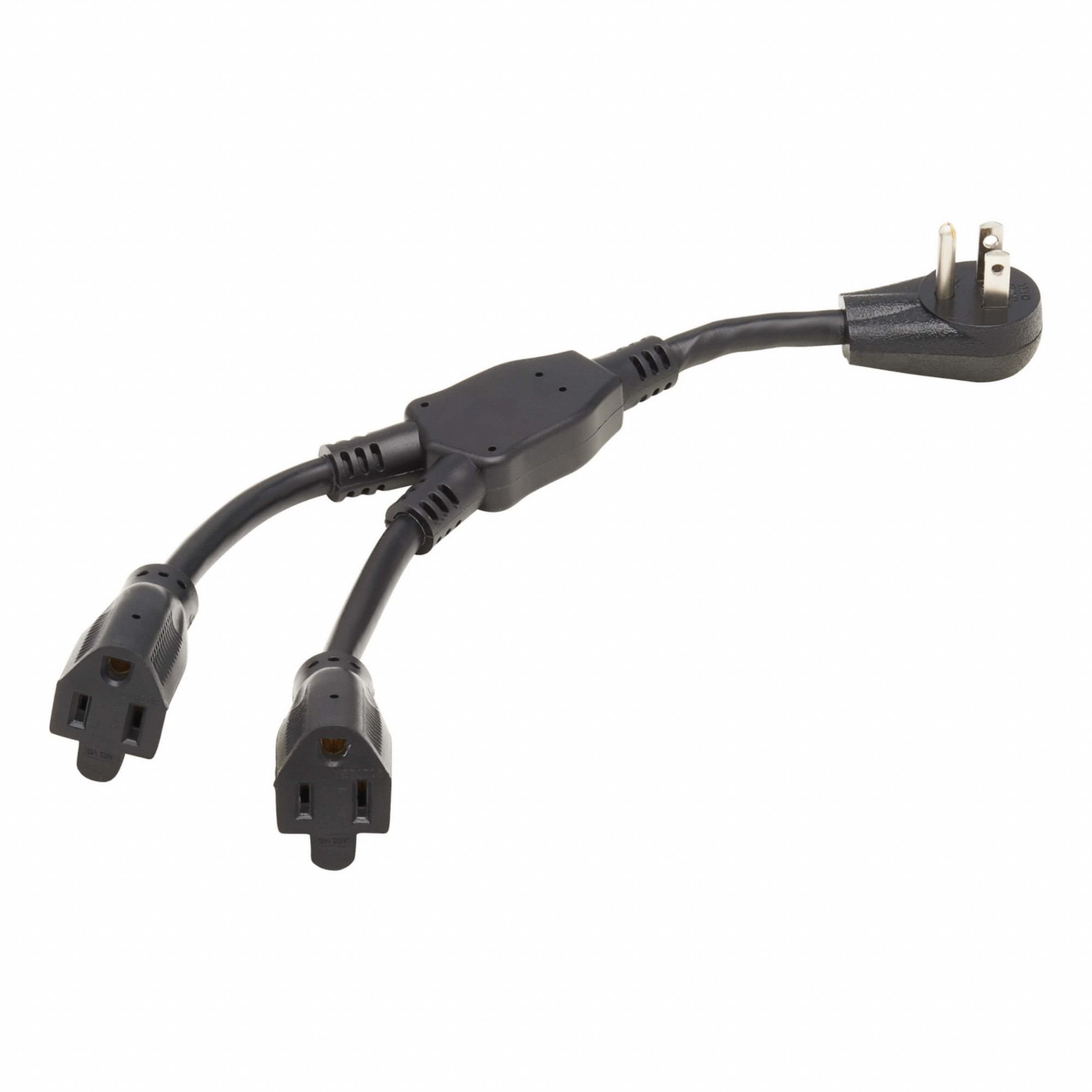 Power Cord: 1 ft Lg, NEMA 5-15P to (2) NEMA 5-15R Plug, SJT, 15 A Max. Amps, 120V