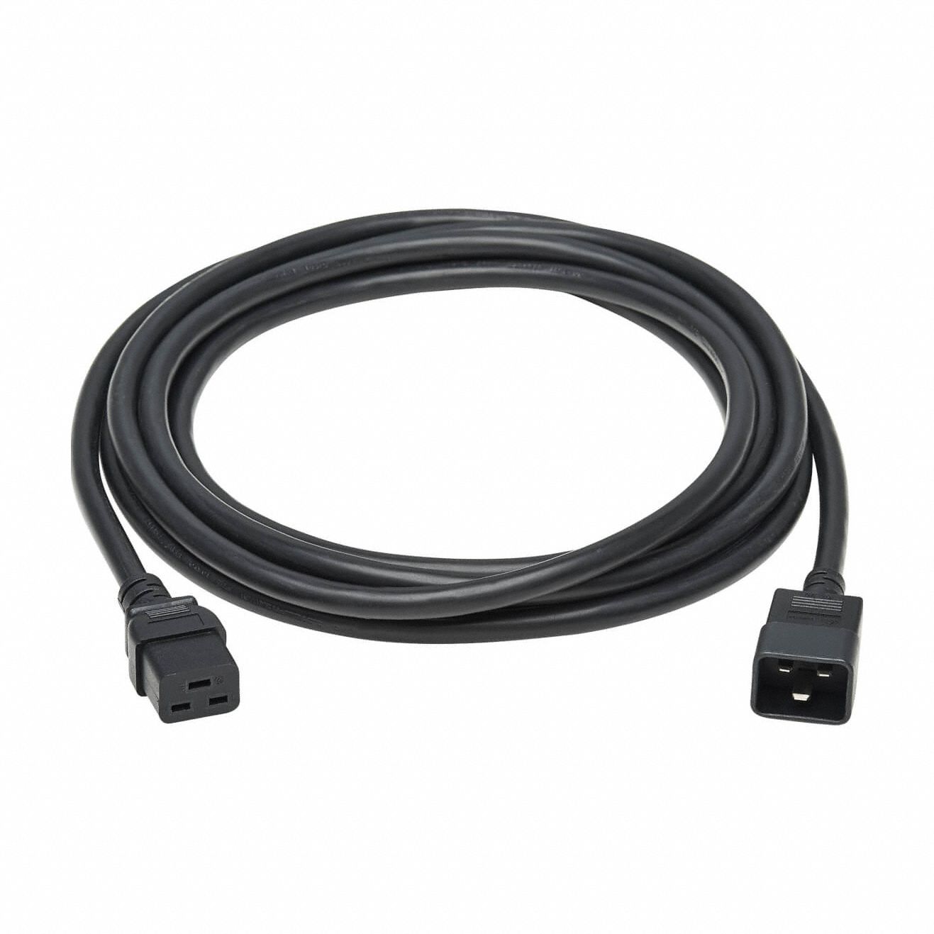 Power Cord: 15 ft Cord Lg, 12 AWG Wire Size, 12/3, SJT, IEC C20, Black, 1 Outlets
