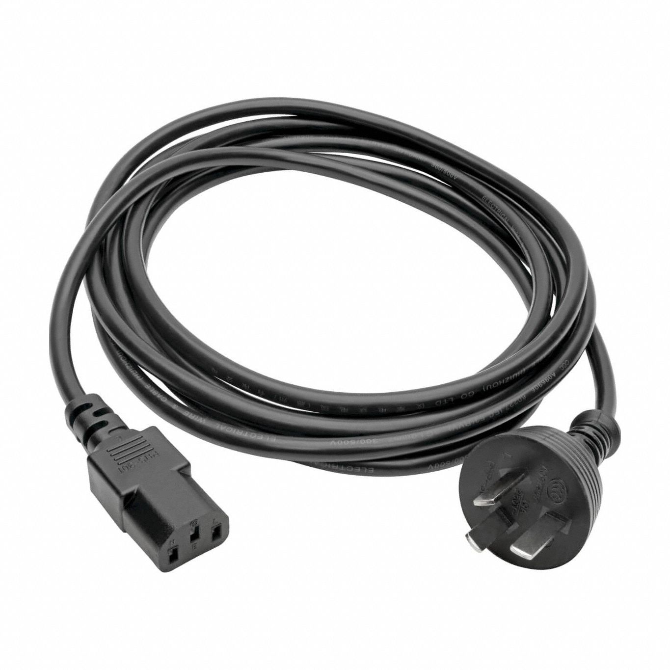 Power Cord: 10 ft Lg, C13 - 10A Plug, Port GB 15934-2008 to C13 - 10A, 250V, 17 AWG