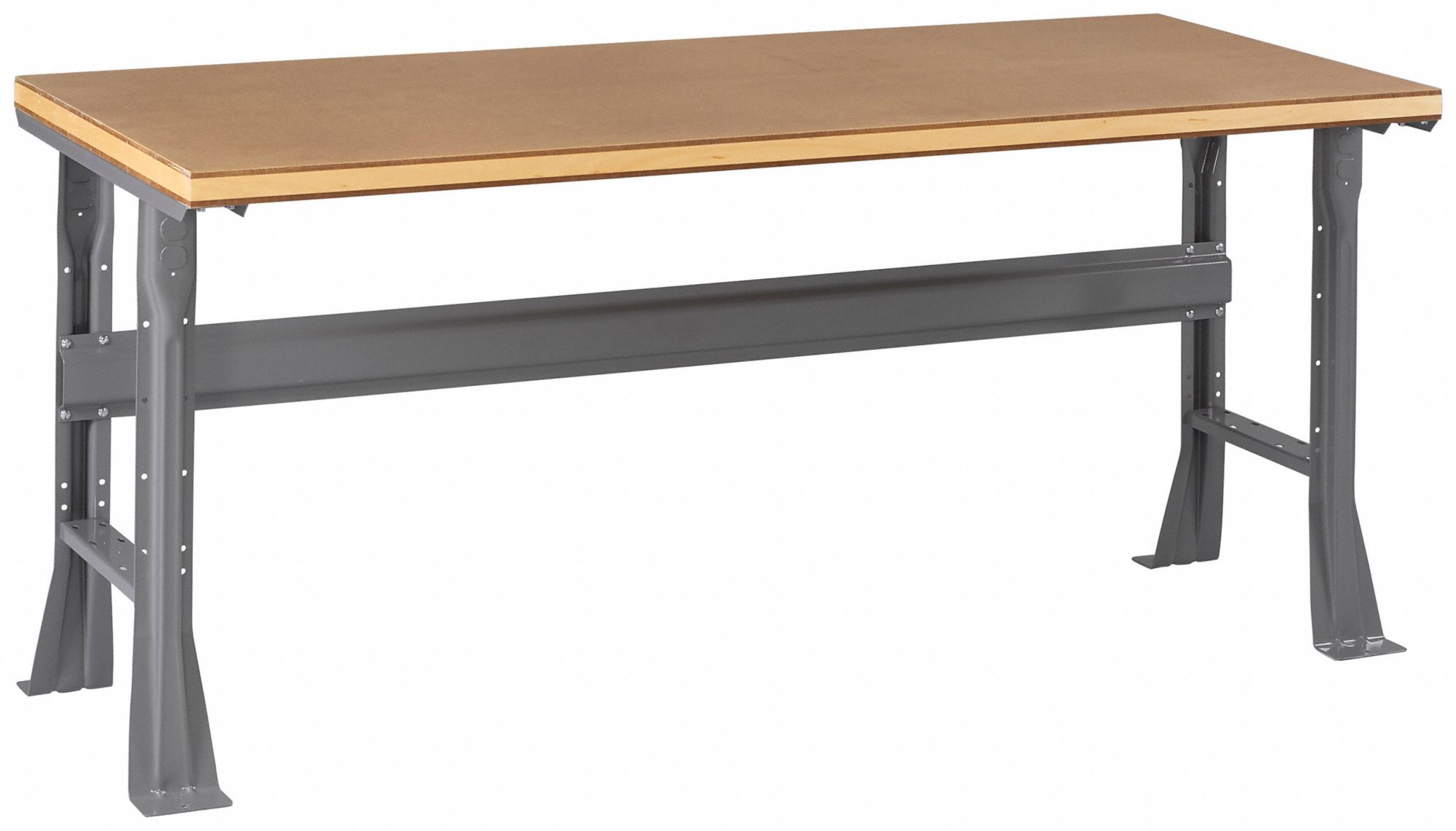 Workbench: Fixed Ht, Tempered Hardwood, 72 in x 36 in, 4, 000 lb Overall Load Capacity, Gray