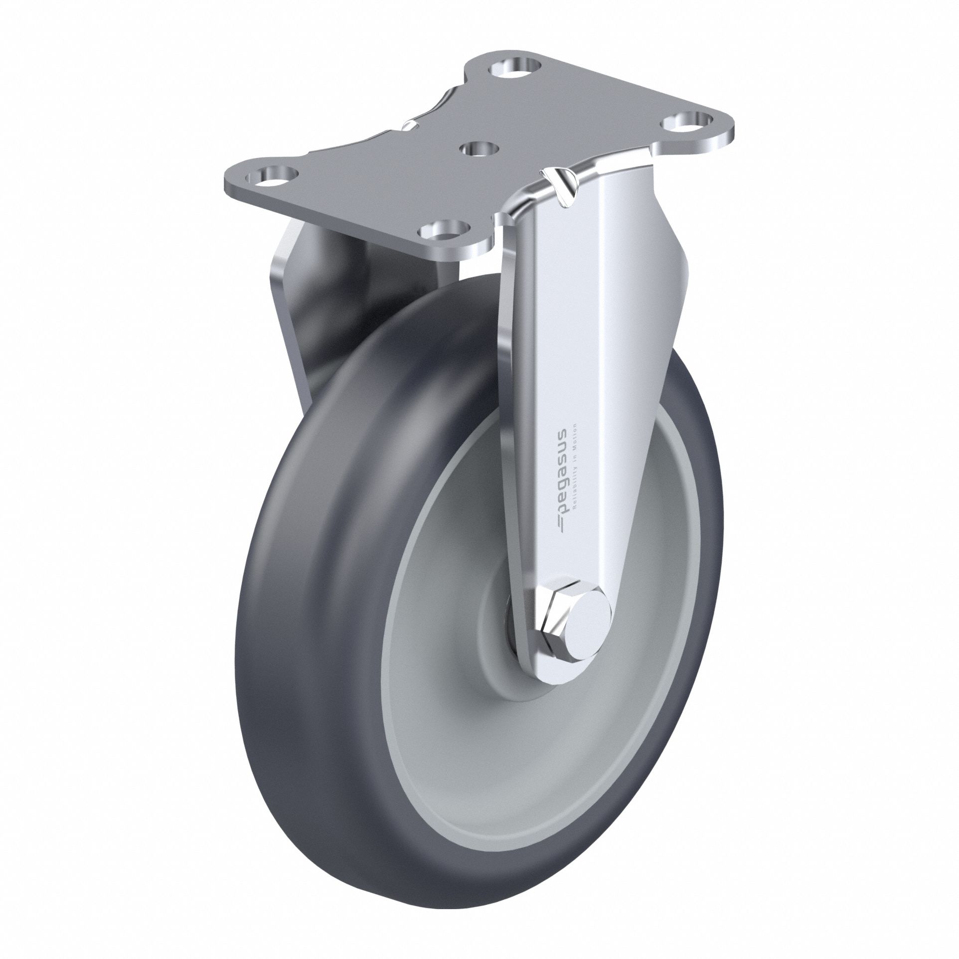 Plate Caster: Rigid, No Brake, Polyurethane, 5 in Wheel Dia, 1 1/4 in Wheel Wd, Slot