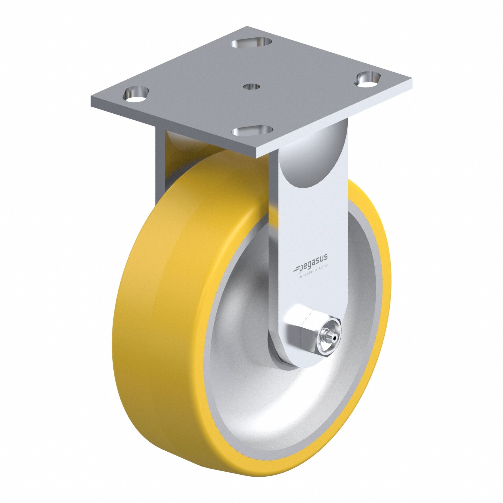 Plate Caster: Rigid, No Brake, Polyurethane, 6 in Wheel Dia, 2 in Wheel Wd, Slot