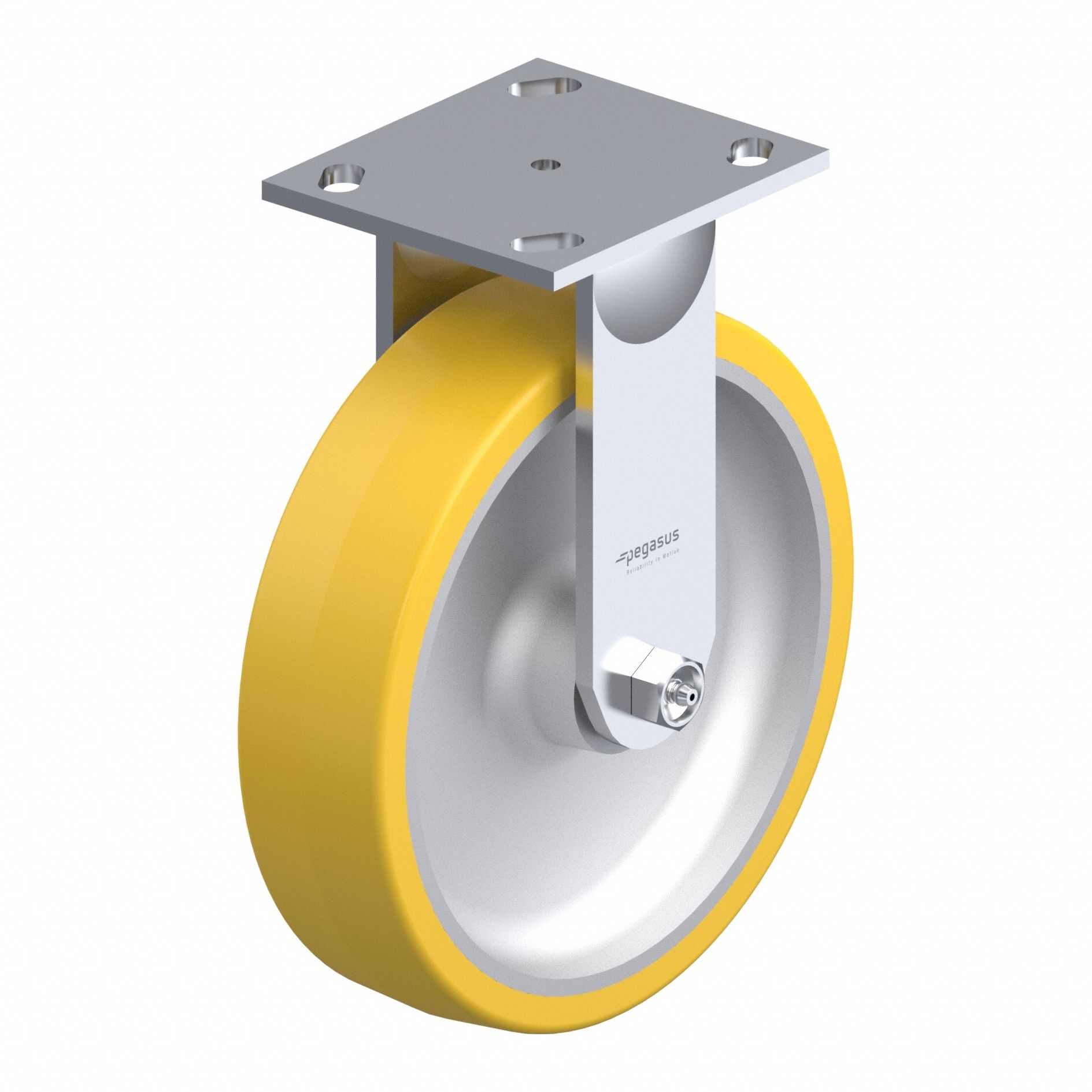 Plate Caster: Rigid, No Brake, Polyurethane, 8 in Wheel Dia, 2 in Wheel Wd, Slot