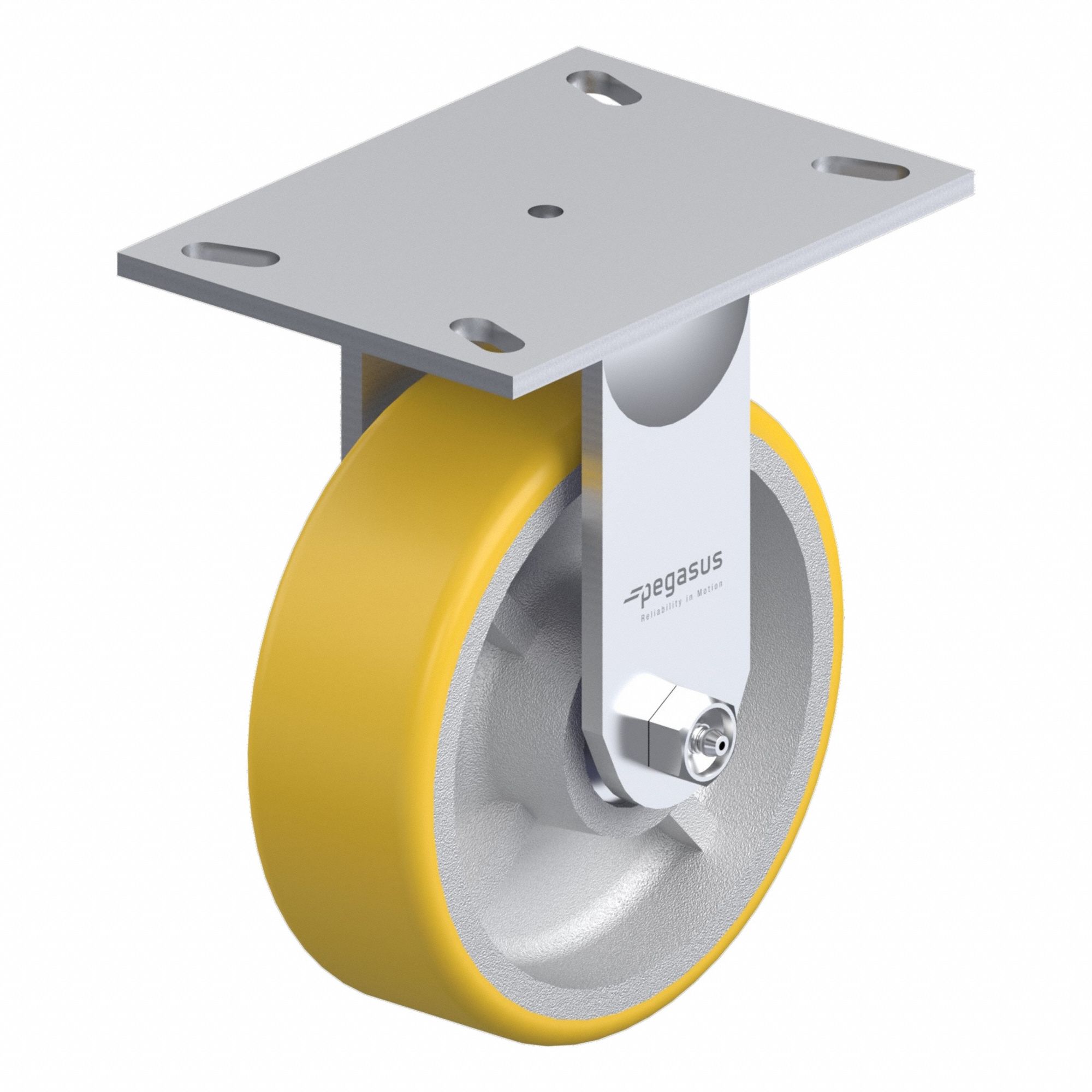 Plate Caster: Rigid, No Brake, Polyurethane, 4 in Wheel Dia, 2 in Wheel Wd, Slot