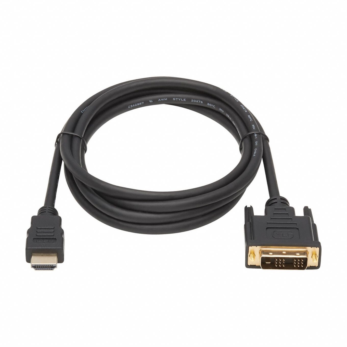 Cable: HDMI Male to DVI-D SINGLE LINK Male Connection, 6 ft Cable Lg, PVC, Shielded