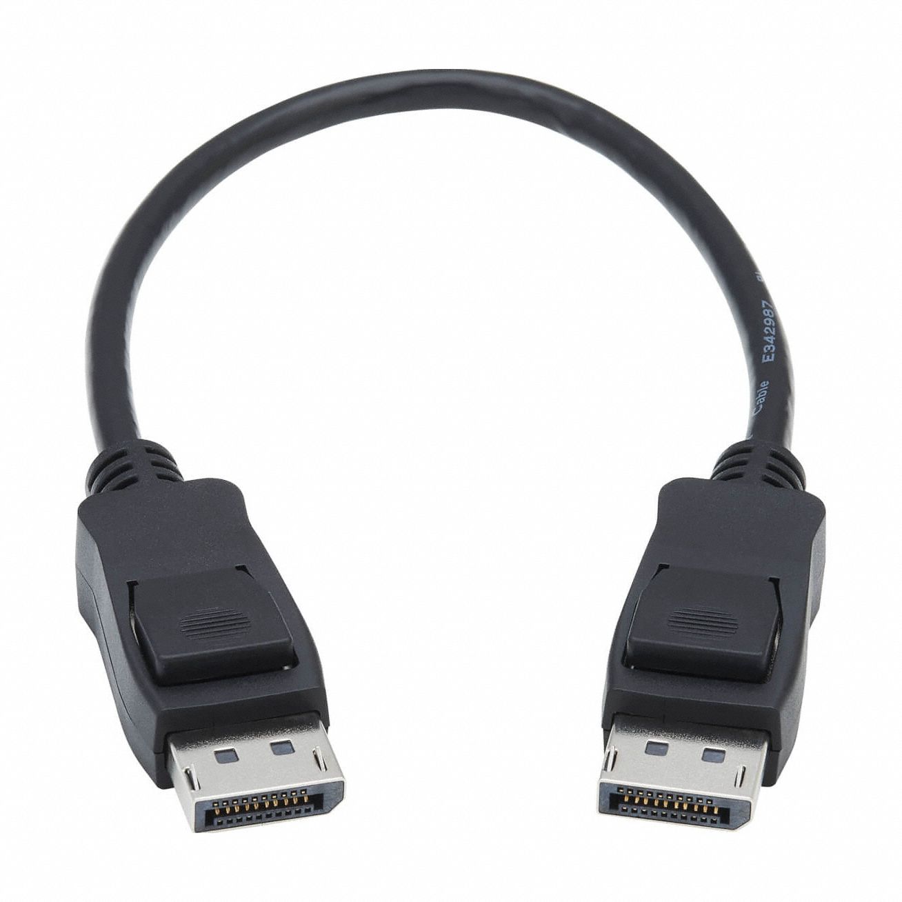 Cable: Display Port Male to Display Port Male Connection, 1 ft Cable Lg, PVC, Black
